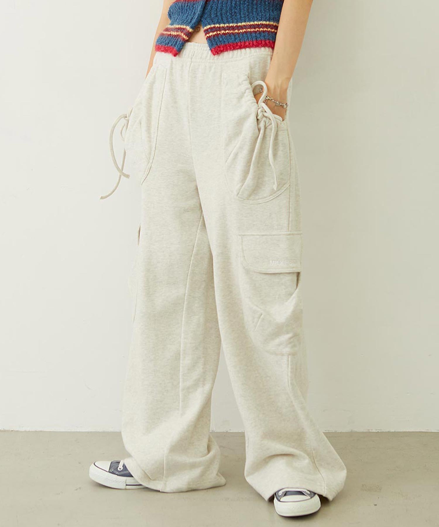 GATHERED POCKET SWEAT CARGO PANTS