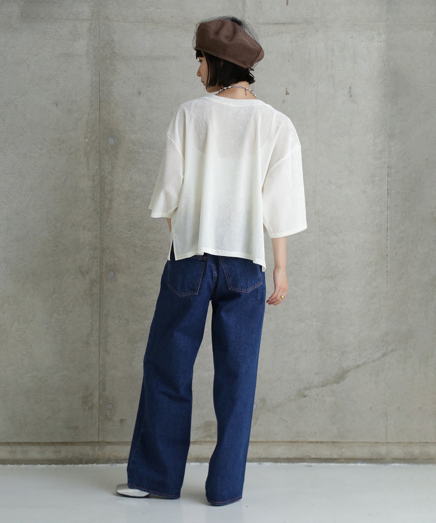 CHIGNON/ベロアメッシュTシャツ