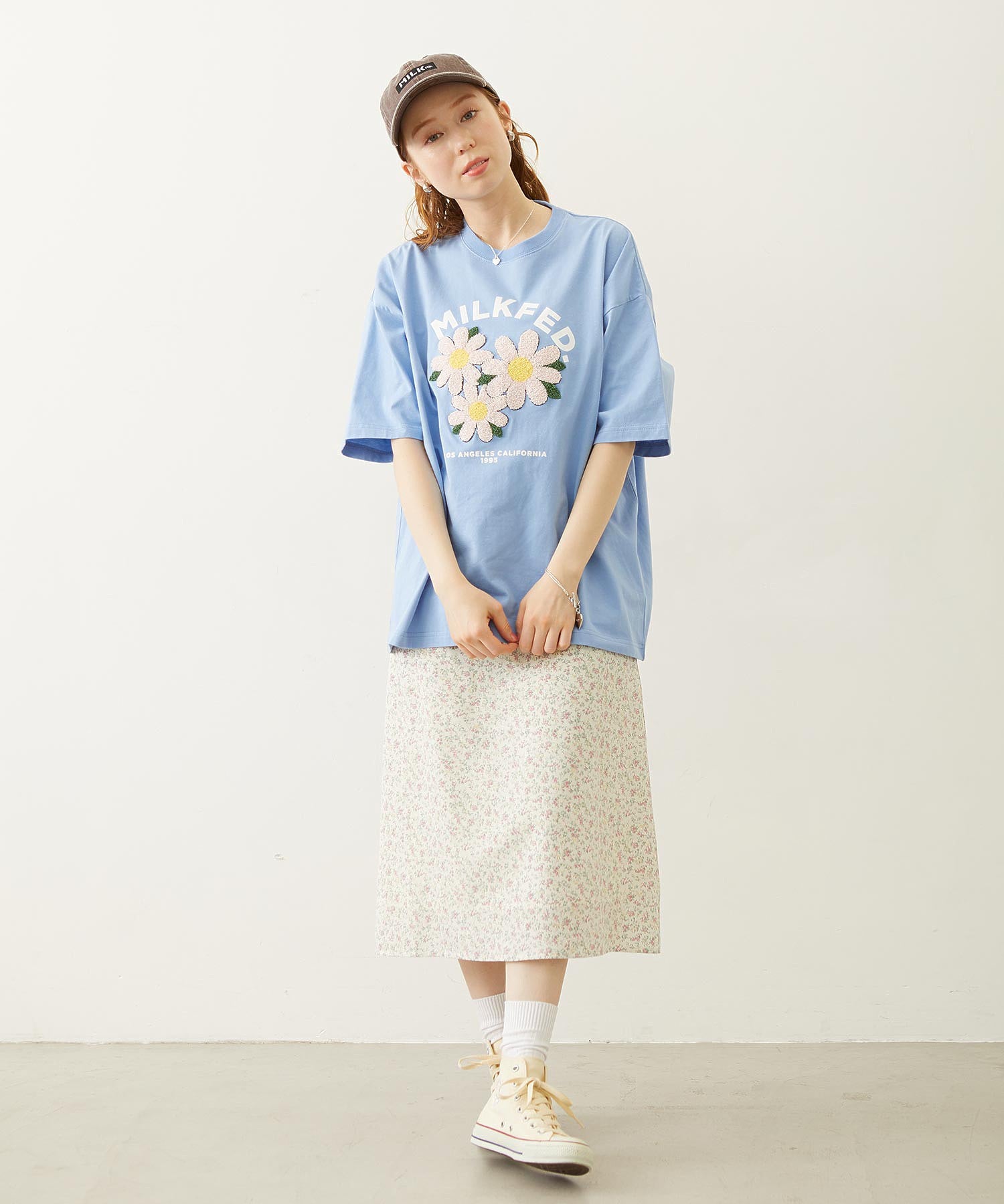 FLOWER SAGARA EMBROIDERY WIDE S/S TEE