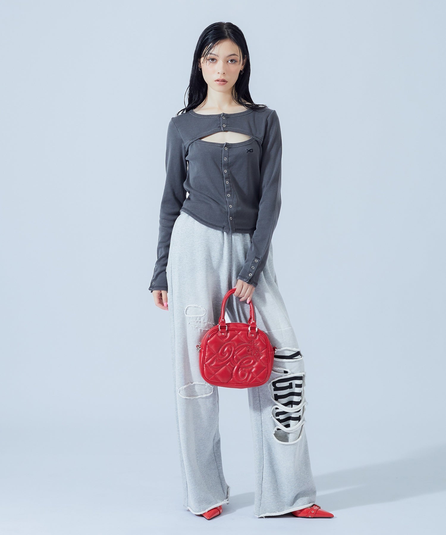 LAYERED DISTRESSED SWEATPANTS