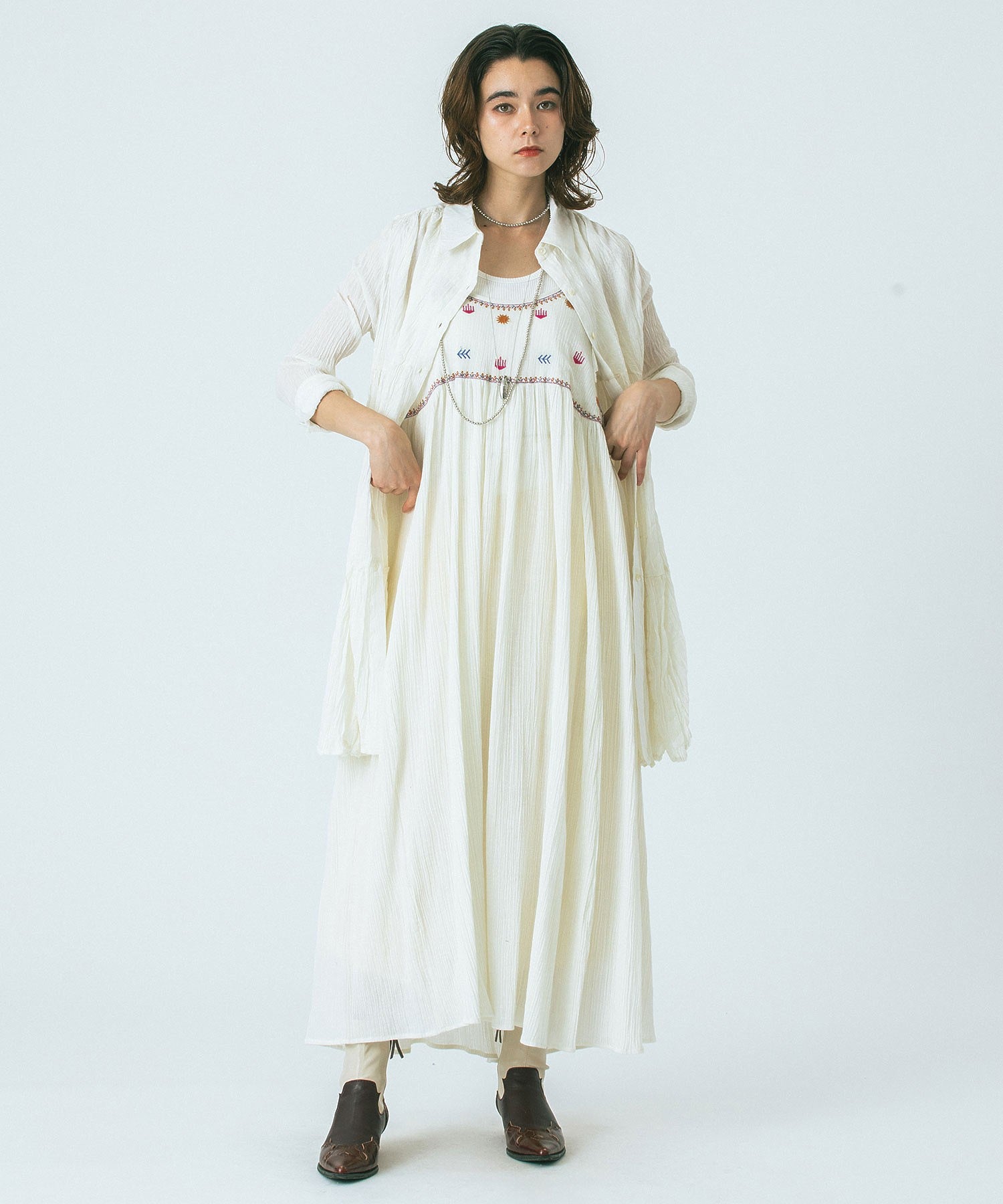 HLAADA for ROSE BUD/EMBROIDERY SLIP DRESS
