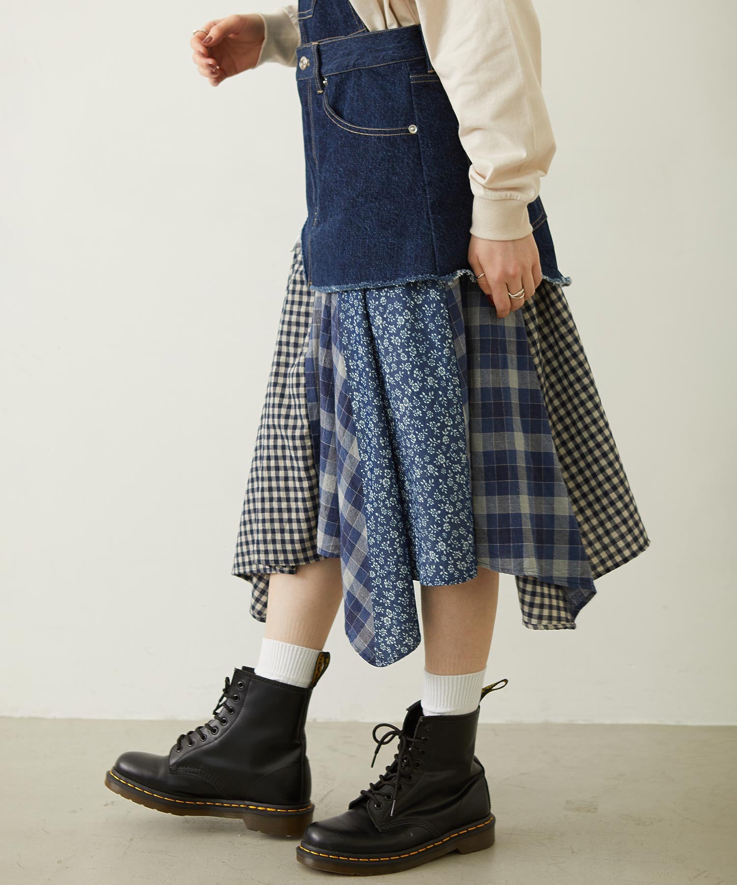 PATCHWORK OVERALL SKIRT