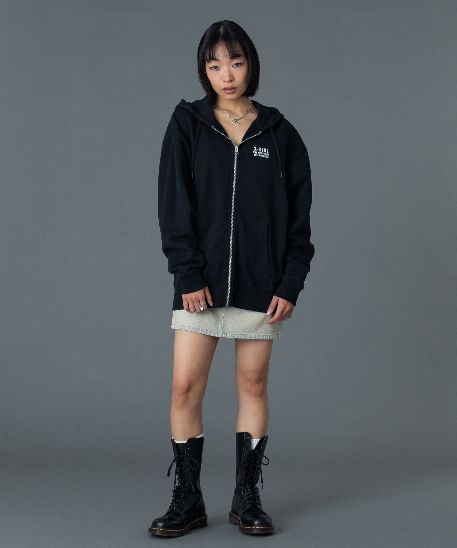 CIRCLE MESSAGE AND FACE ZIP UP SWEAT HOODIE