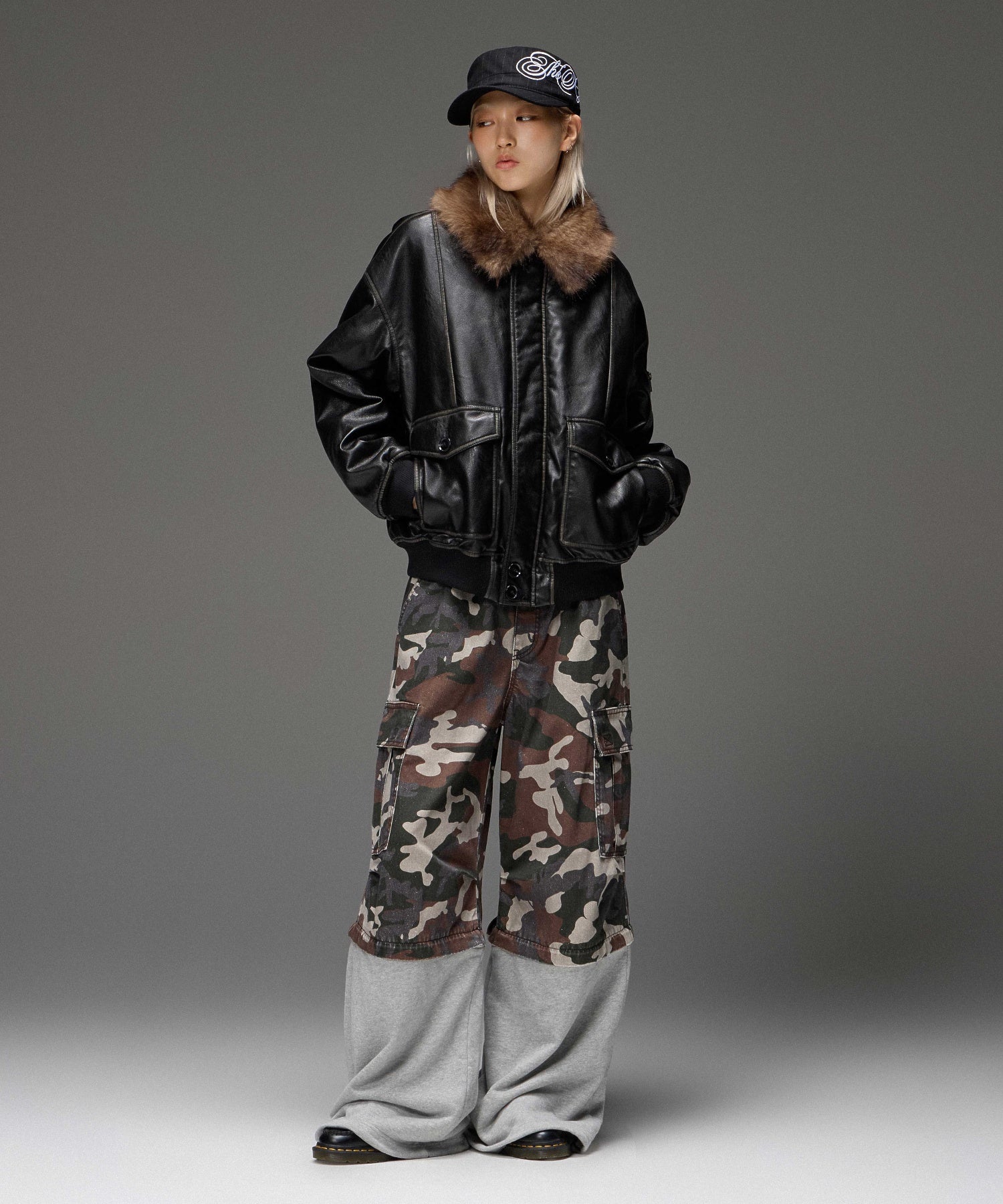 JERSEY MIX 2WAY WIDE LEG CARGO PANTS