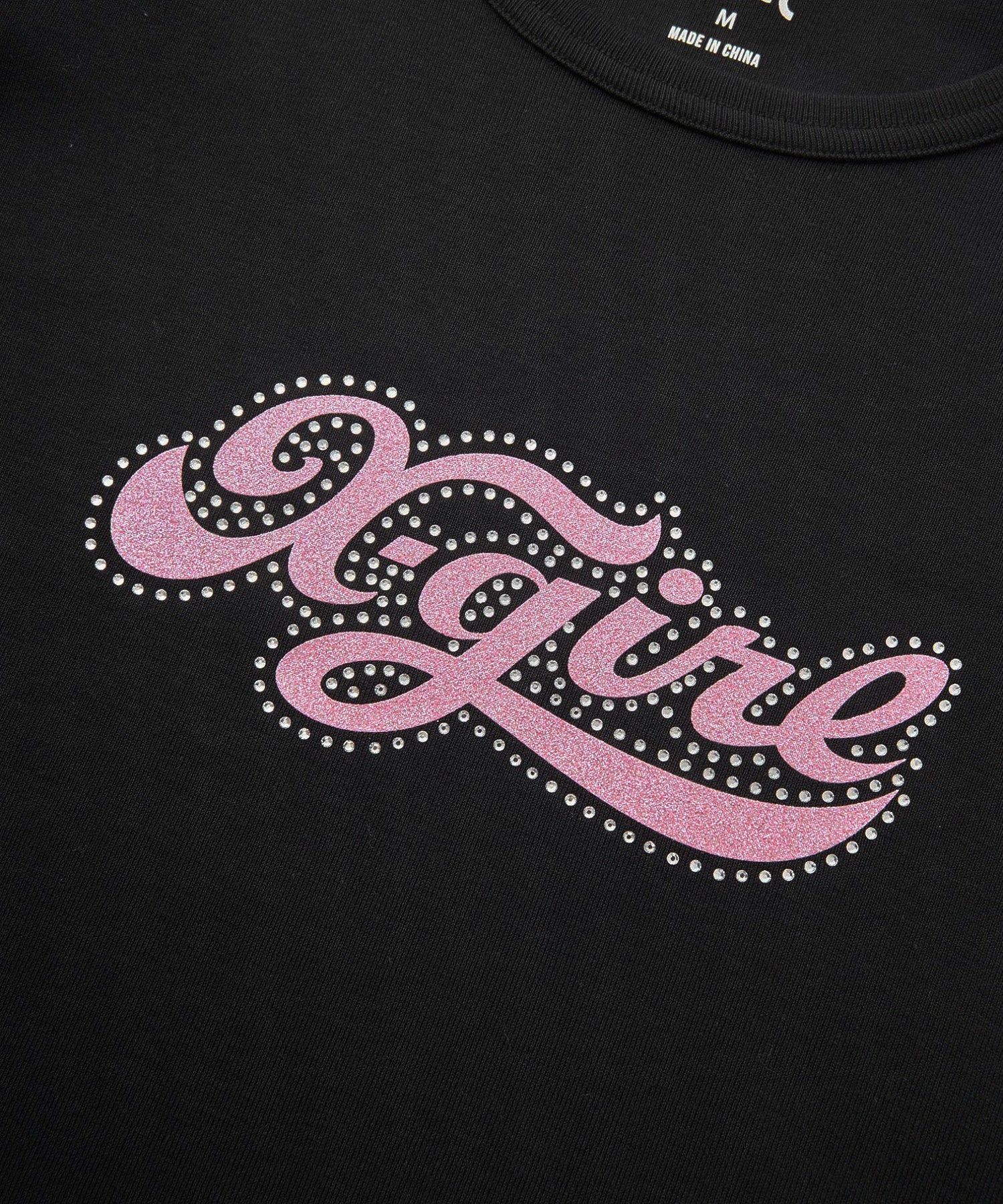 RHINESTONE AND GLITTER LOGO L/S BABY TEE