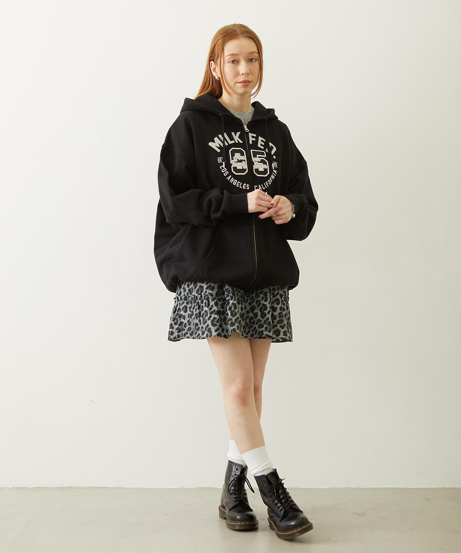 COLLEGE LOGO PATCH ZIP UP HOODIE