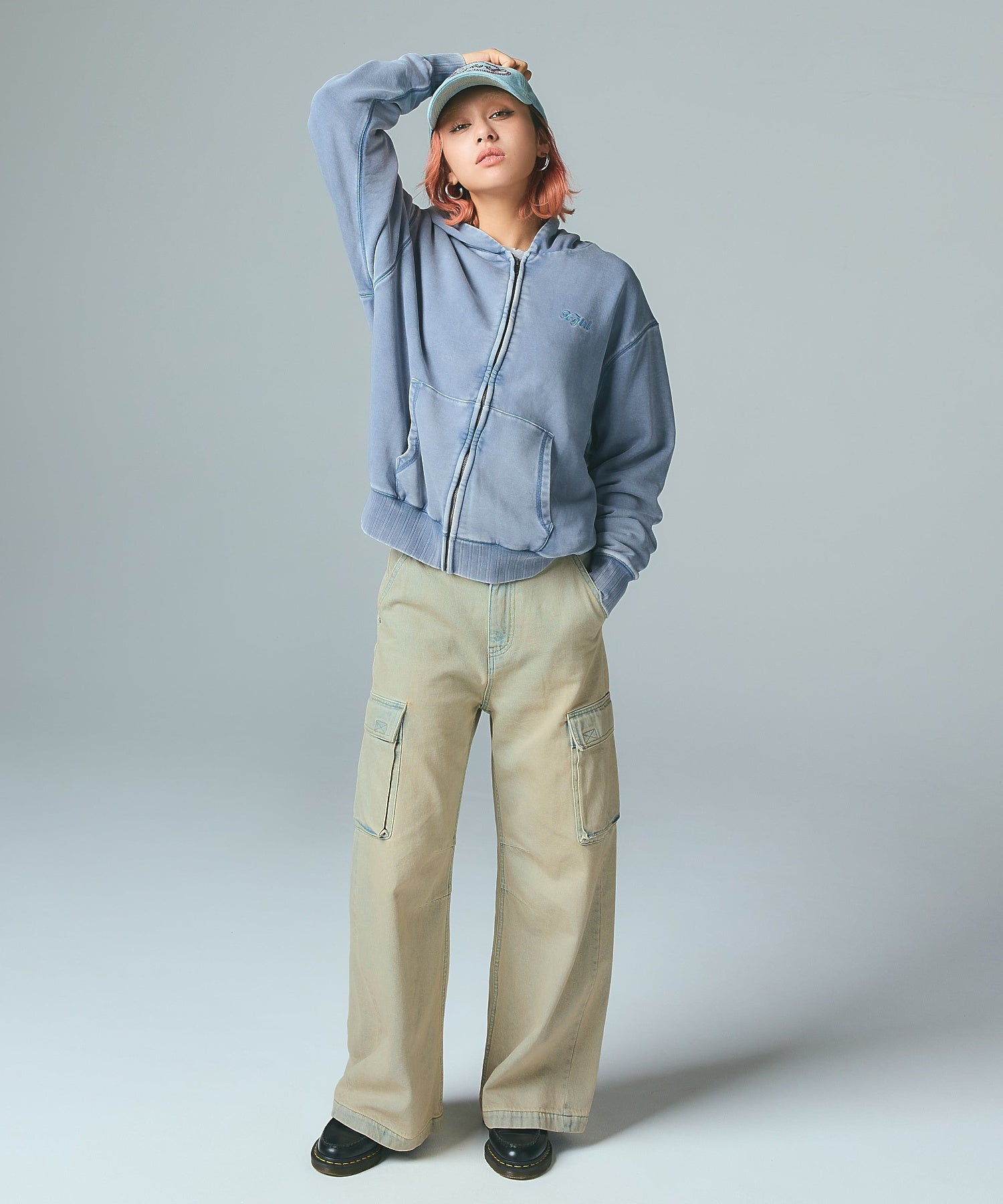 CURSIVE LOGO DENIM CARGO PANTS