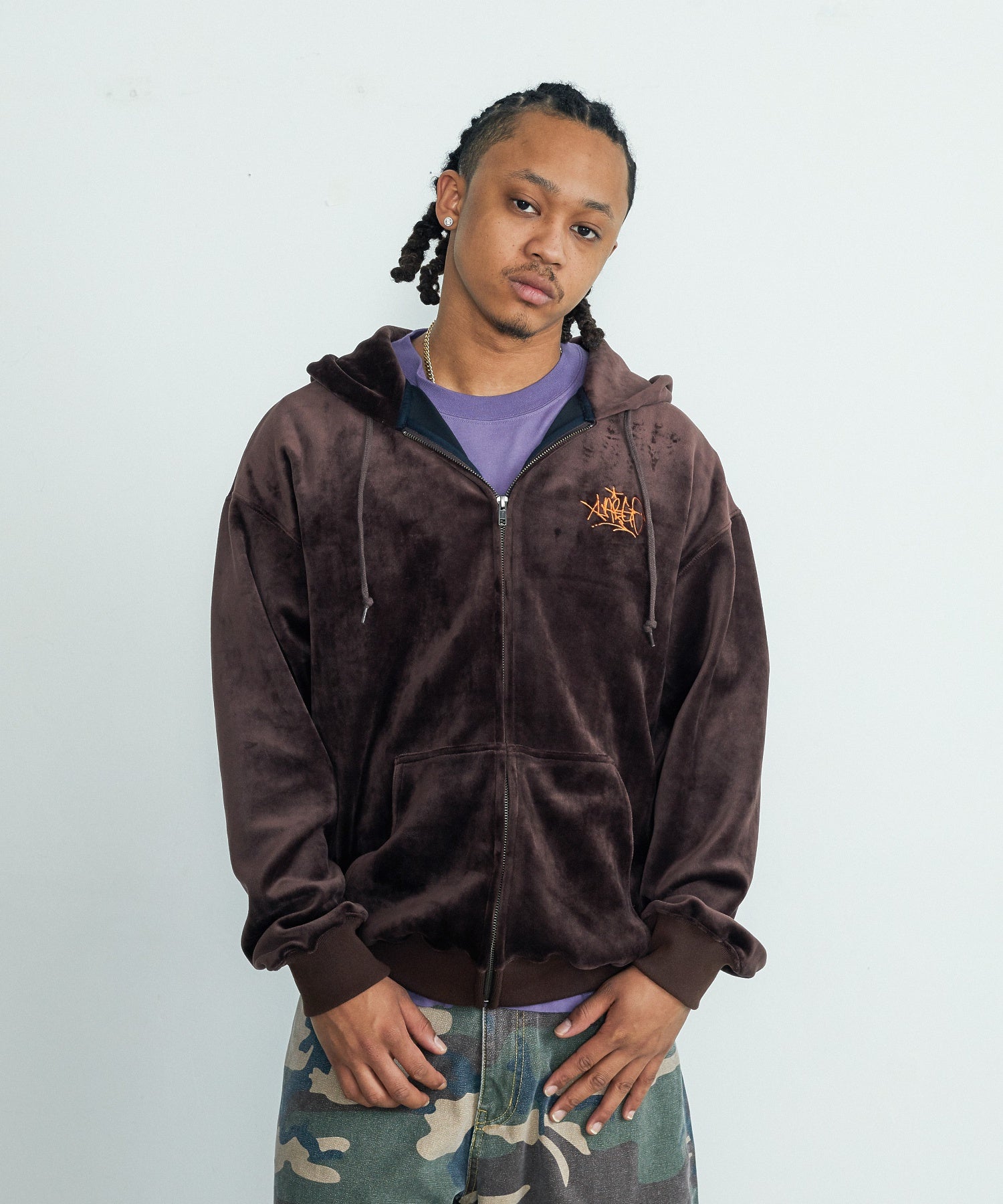 TAGGING VELOUR ZIP HOODIE