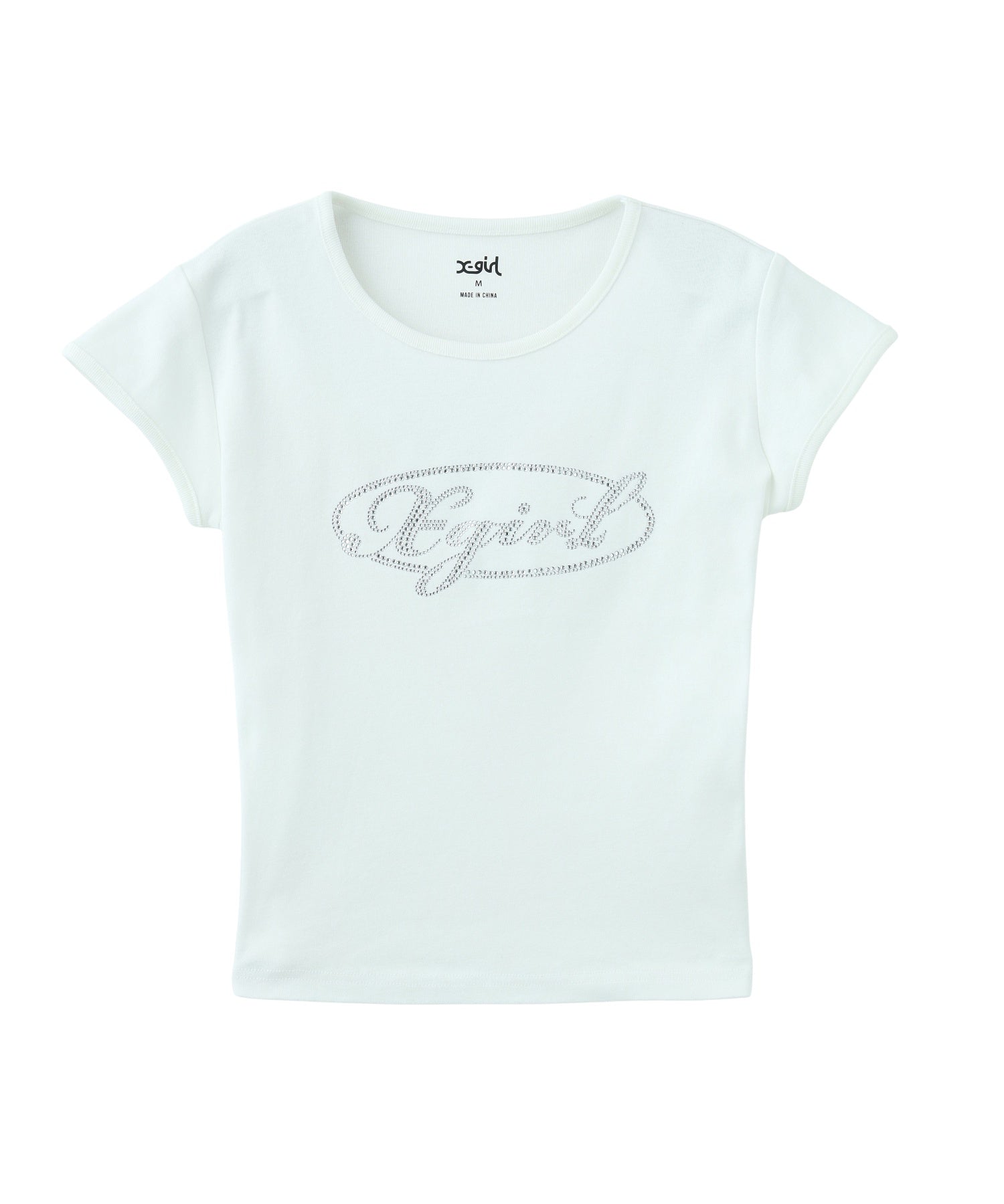 RHINESTONE OVAL CURSIVE LOGO S/S BABY TEE