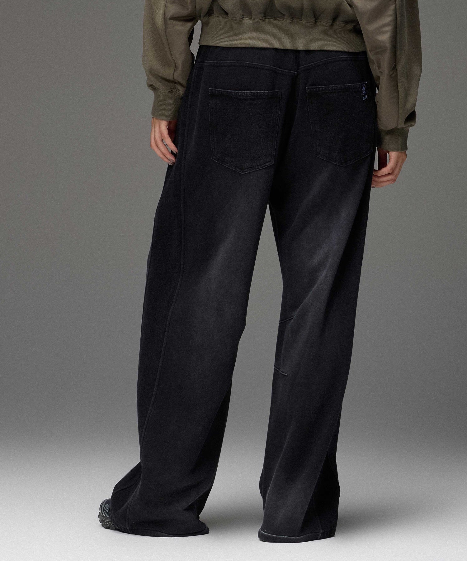 DENIM PANELED WIDE BAGGY SWEATPANTS