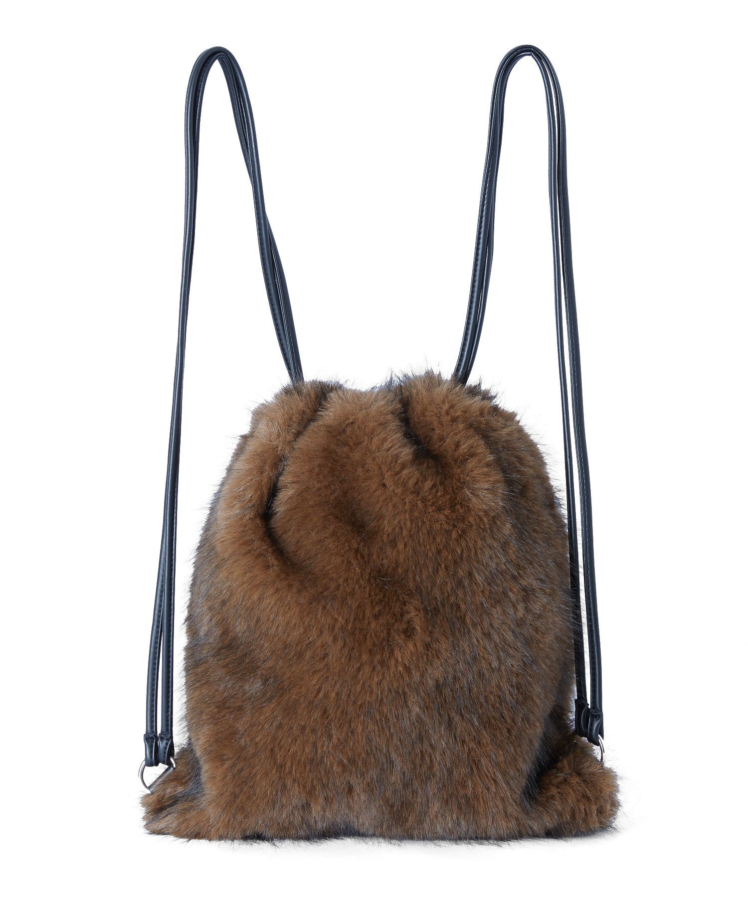 FAUX FUR METAL BUCKLE KNAPSACK