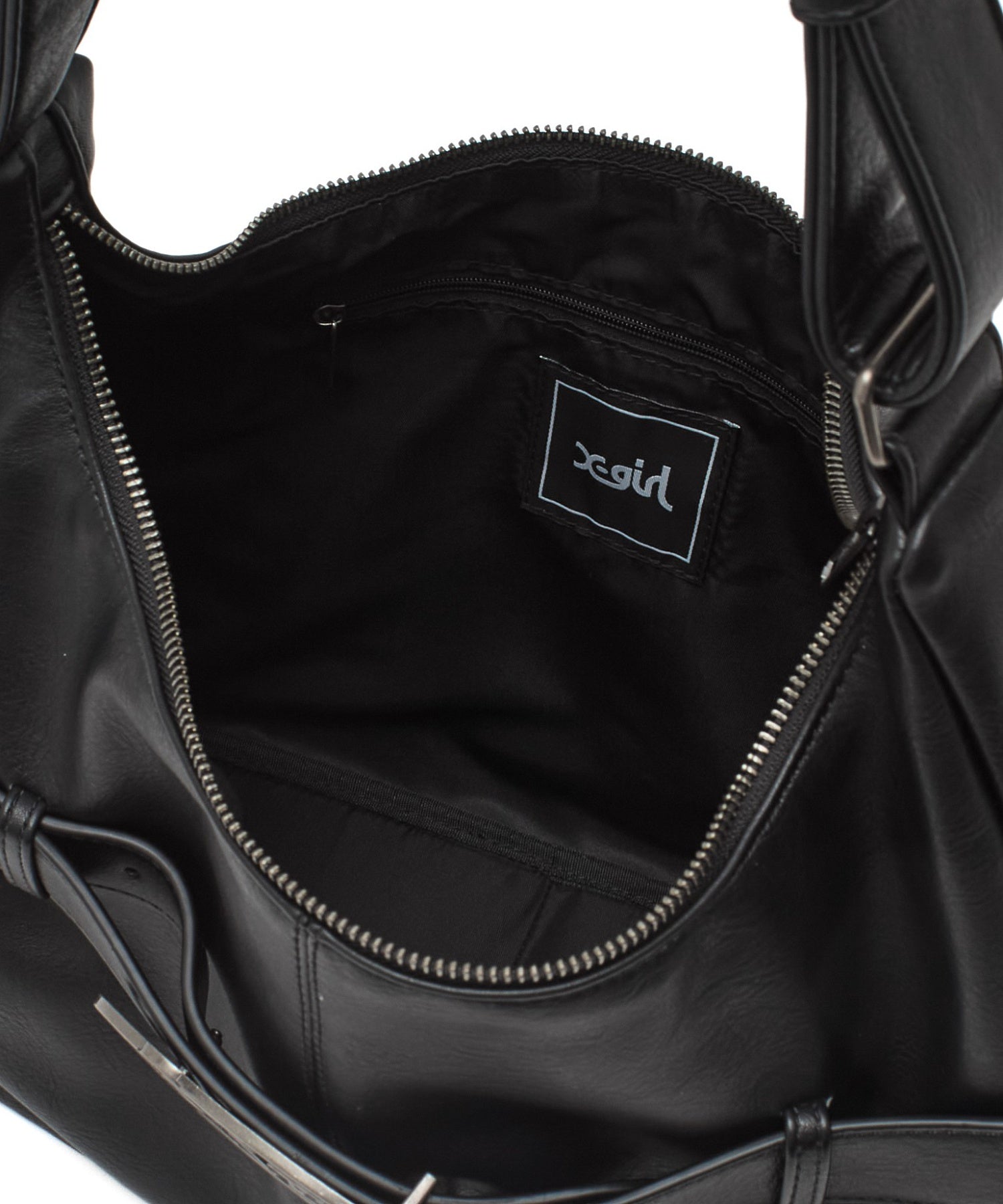 OVAL LOGO CLASP FAUX LEATHER SHOULDER BAG