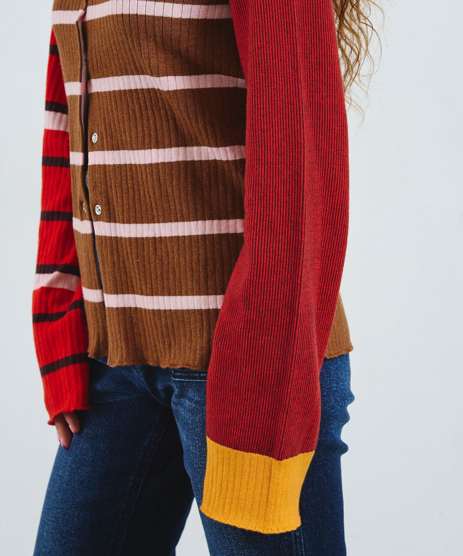 CREOLME/MULTI STRIPE KNIT CARDIGAN