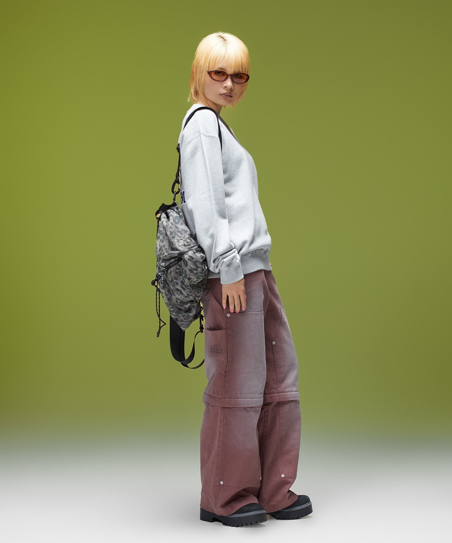 FADED 2WAY WIDE LEG WORK PANTS