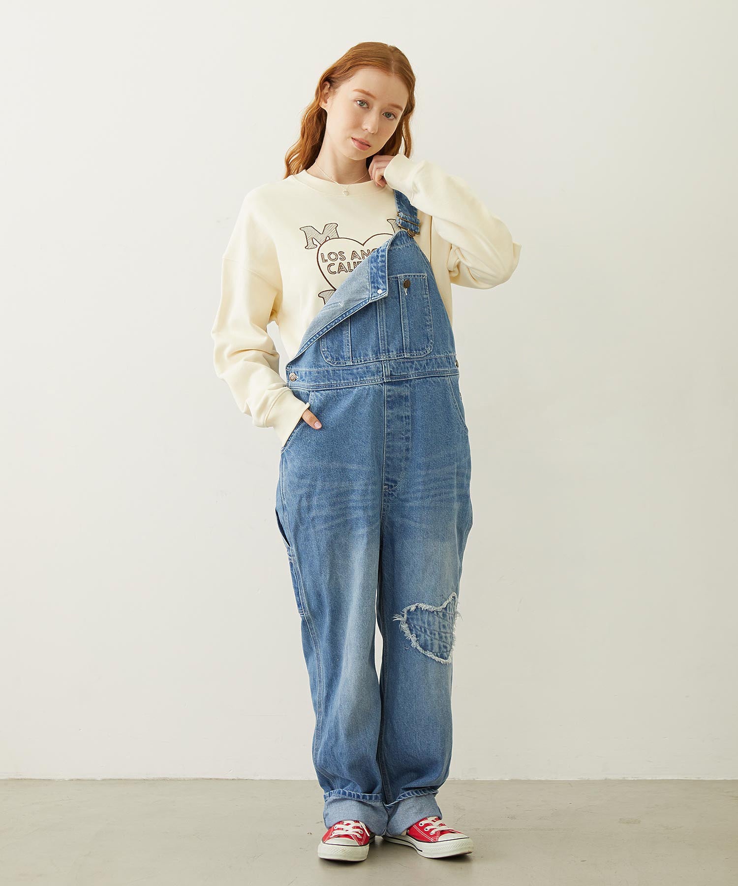 STITCHED HEART LOGO SHORT CREW SWEAT