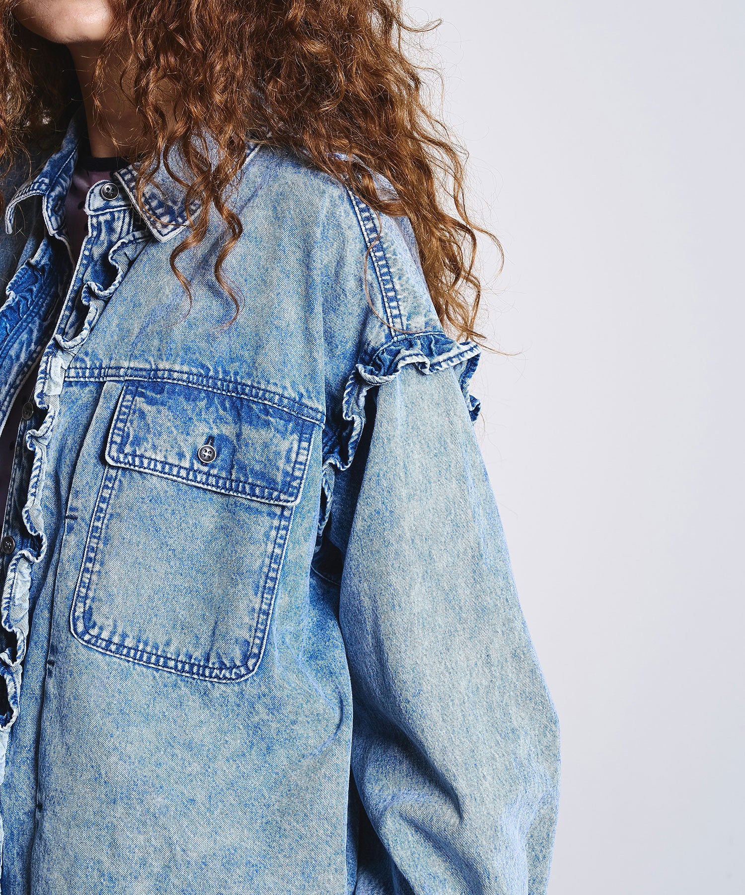 FRILL DENIM SHIRT