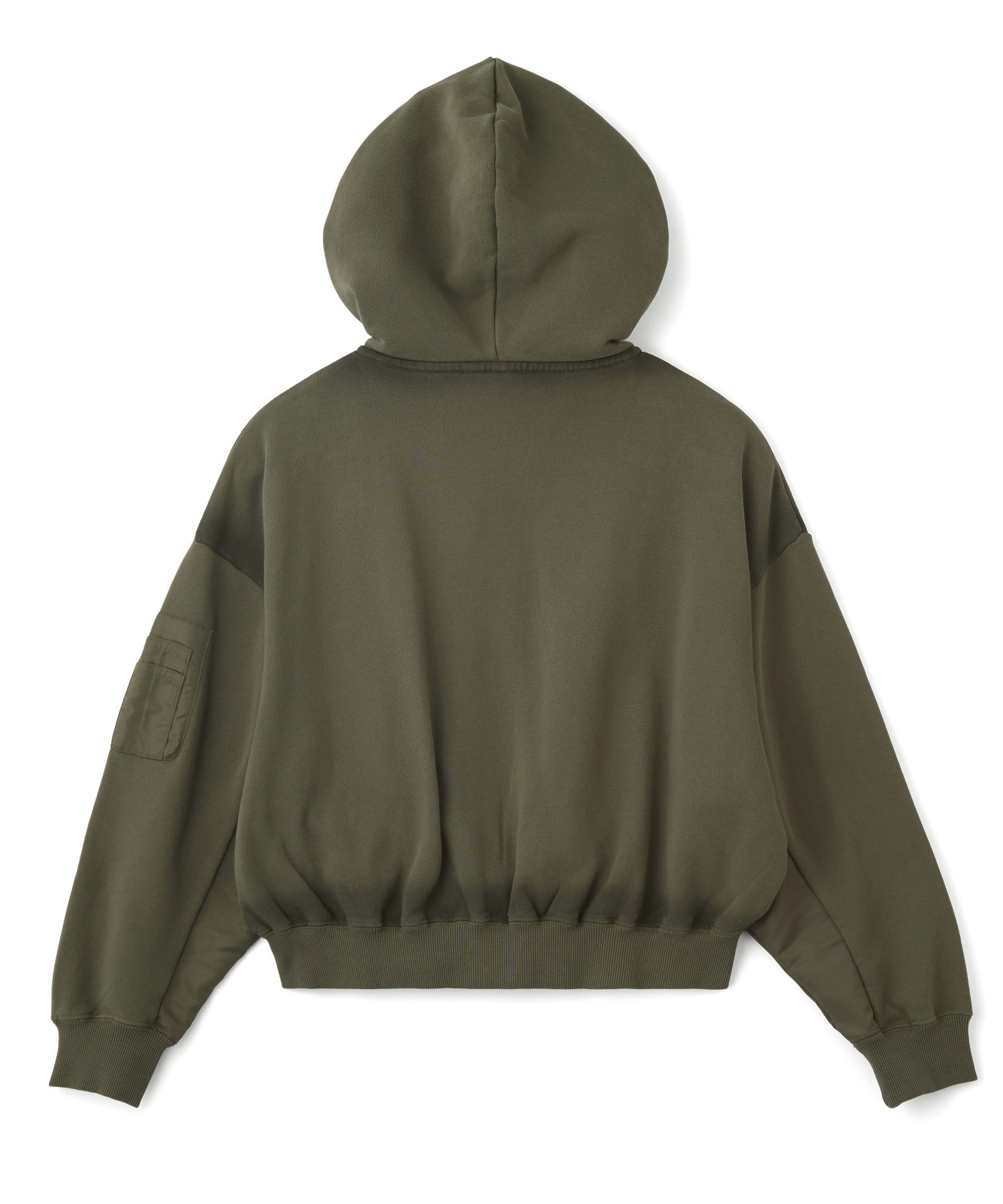 WOVEN MIX FUZZY LOGO ZIP UP SWEAT HOODIE