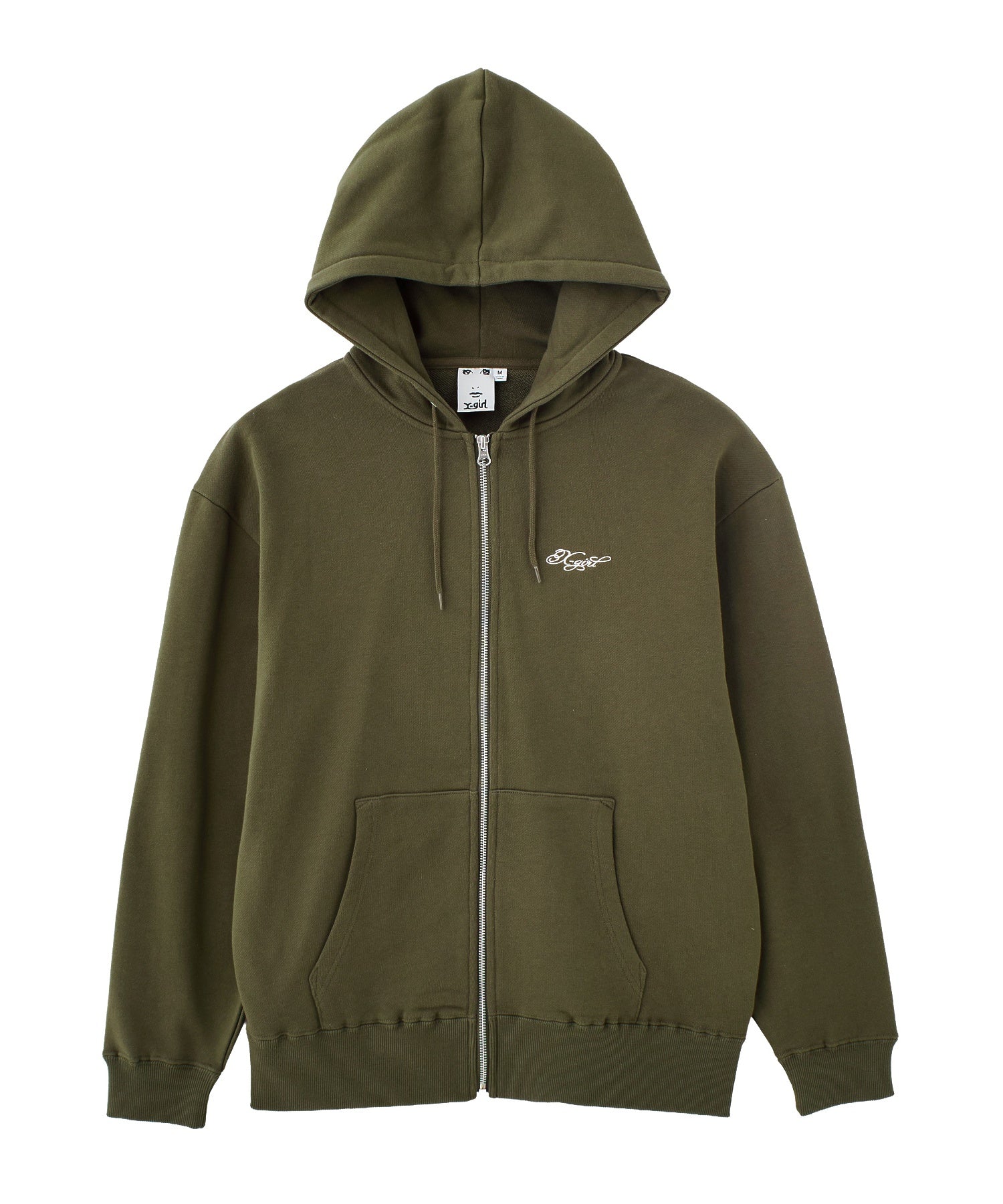 RHINESTONE LOGO AND FACE ZIP UP SWEAT HOODIE