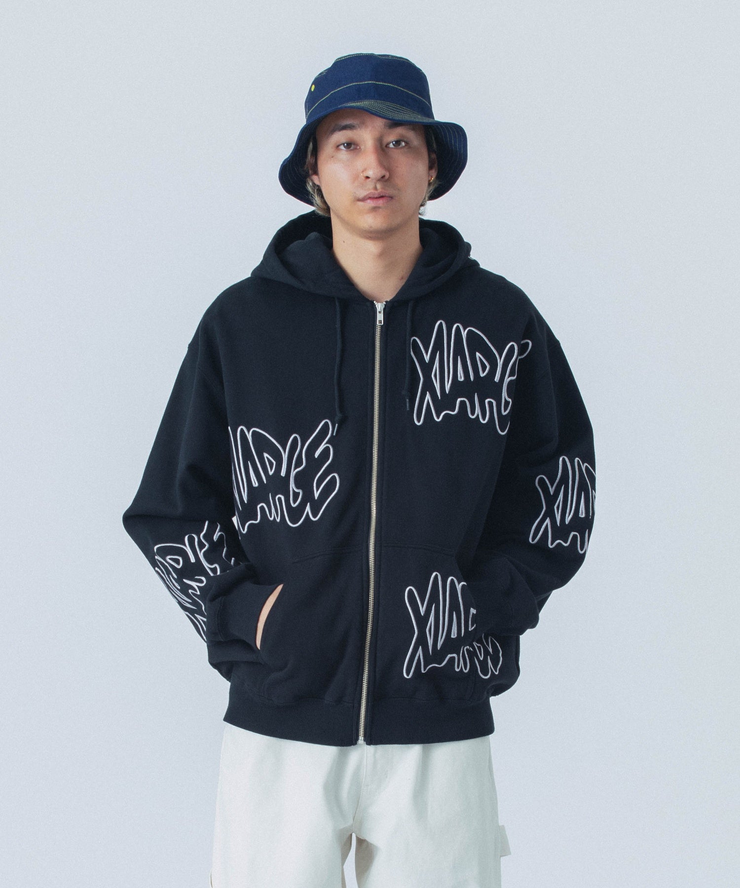 ALLOVER LOGO ZIP HOODED SWEATSHIRT