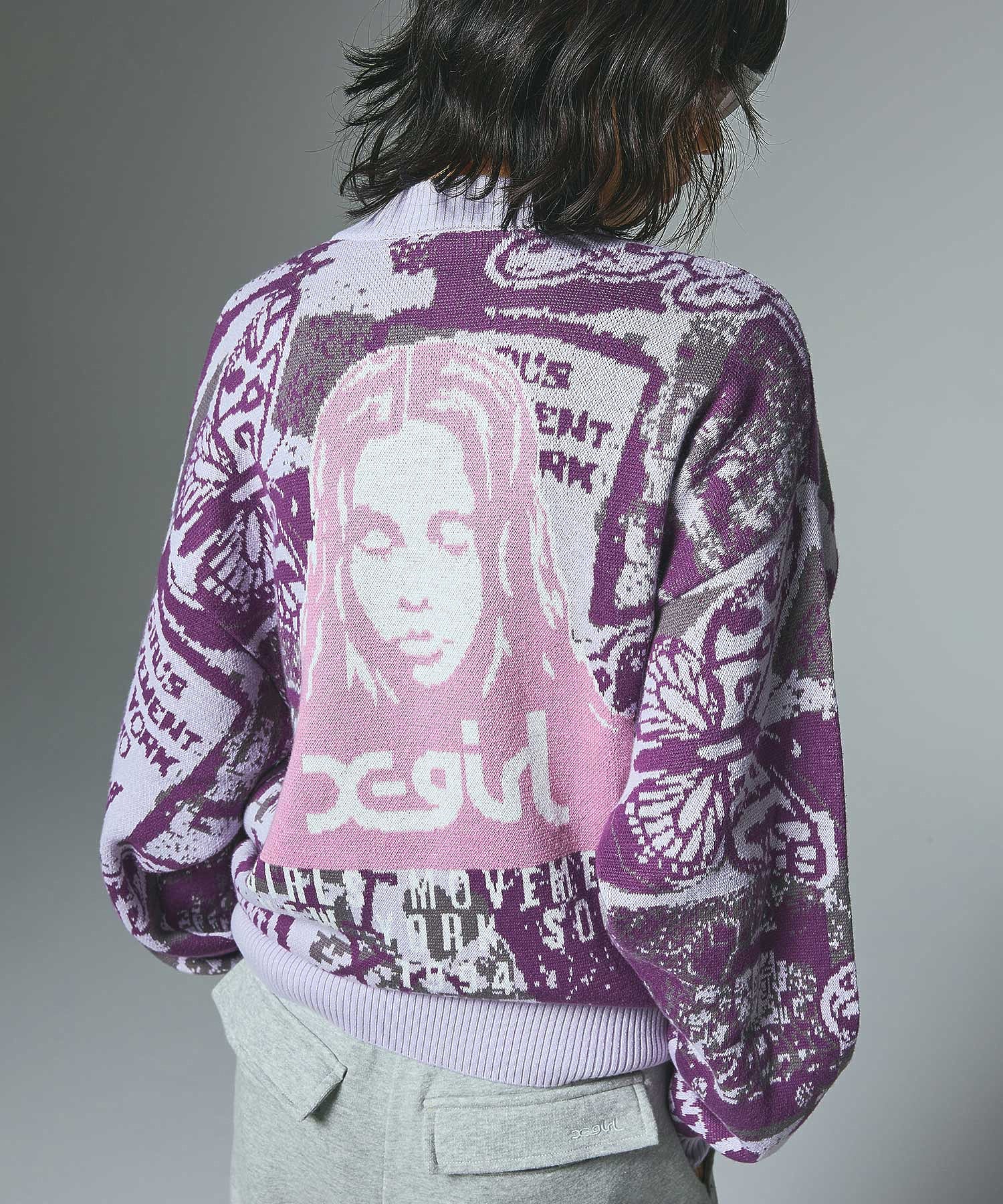 COLLAGE GRAPHIC JACQUARD KNIT CARDIGAN