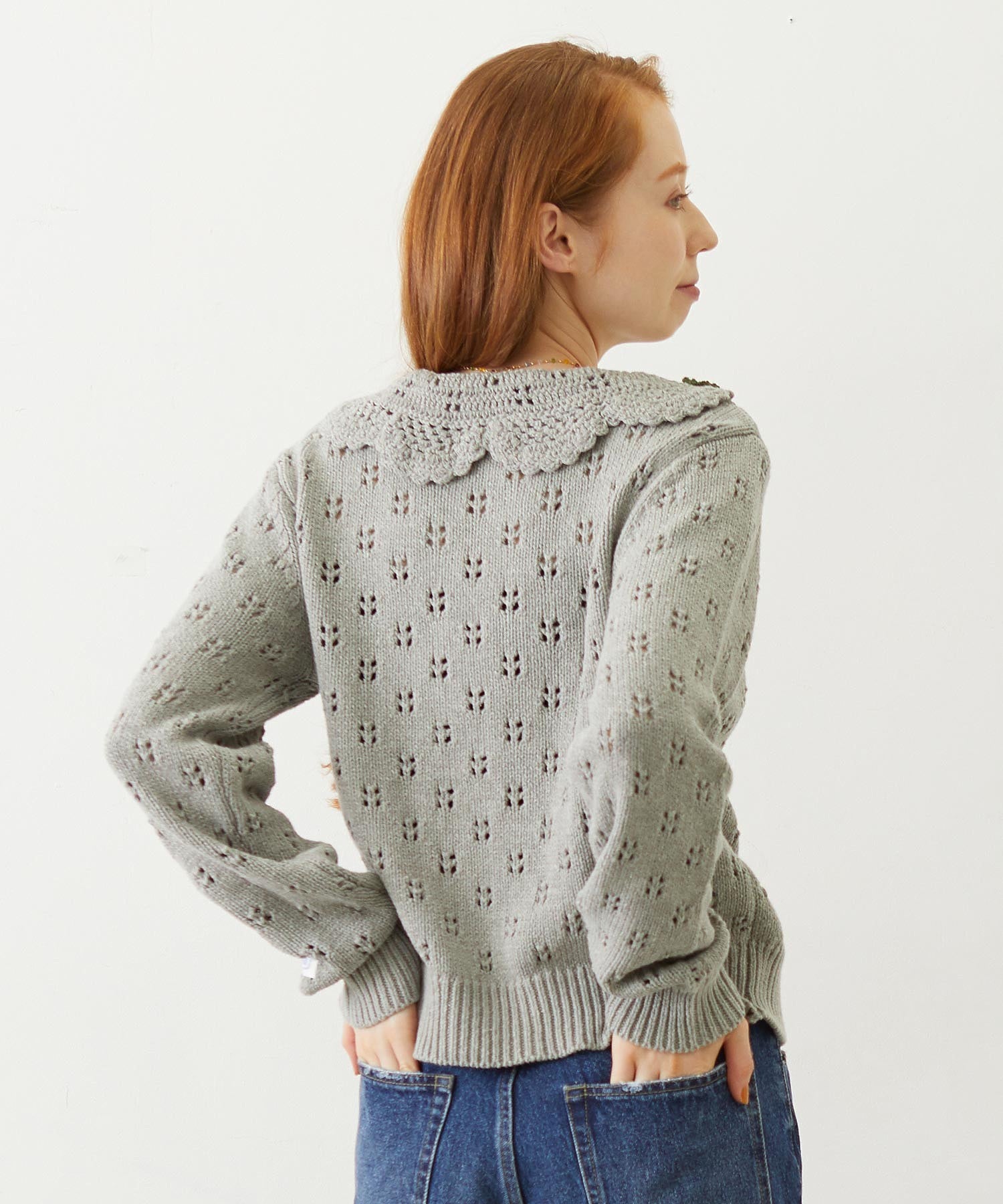 STRAWBERRY FLOWER KNIT CARDIGAN