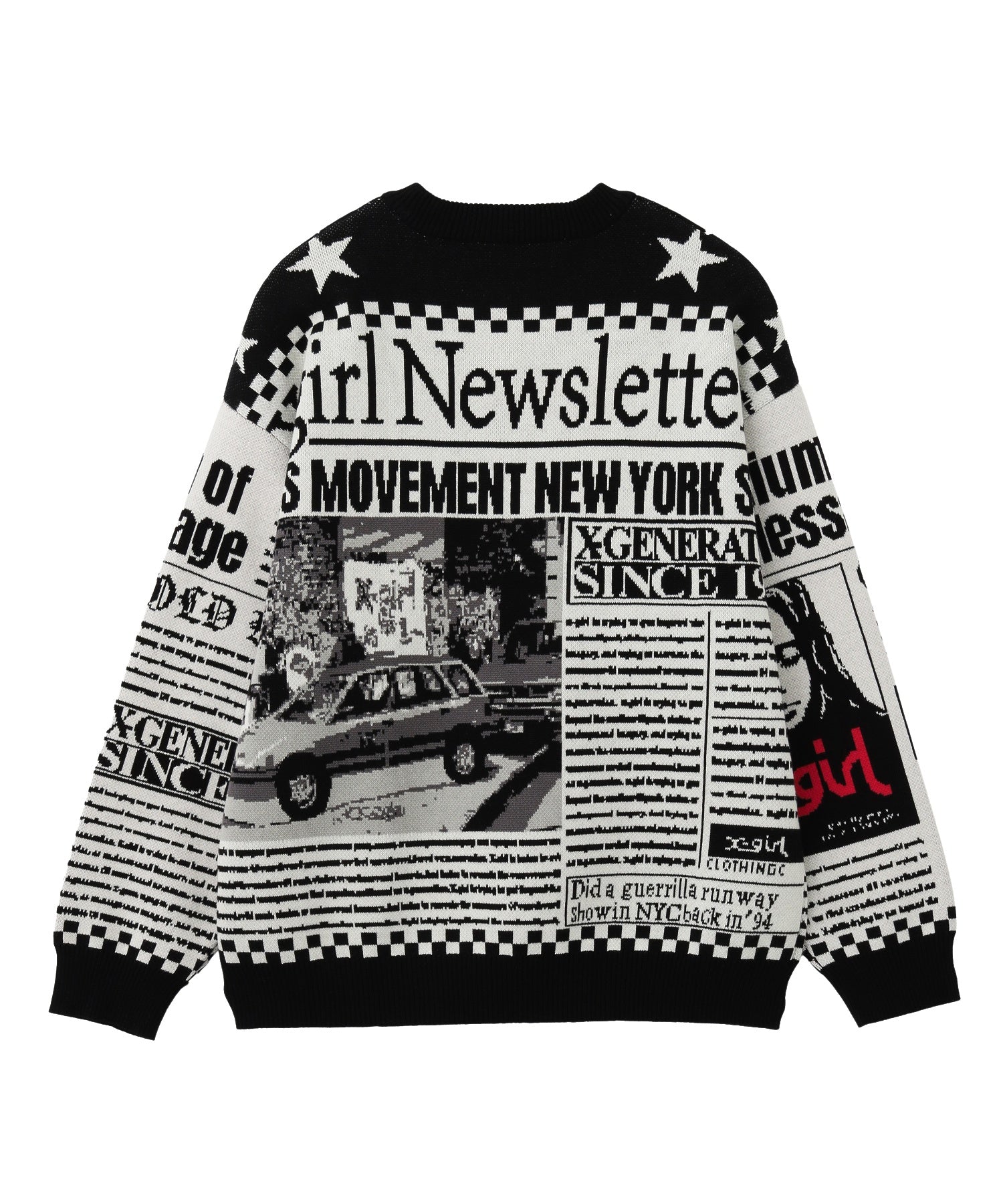 X-girl NEWS LETTER JACQUARD KNIT TOP