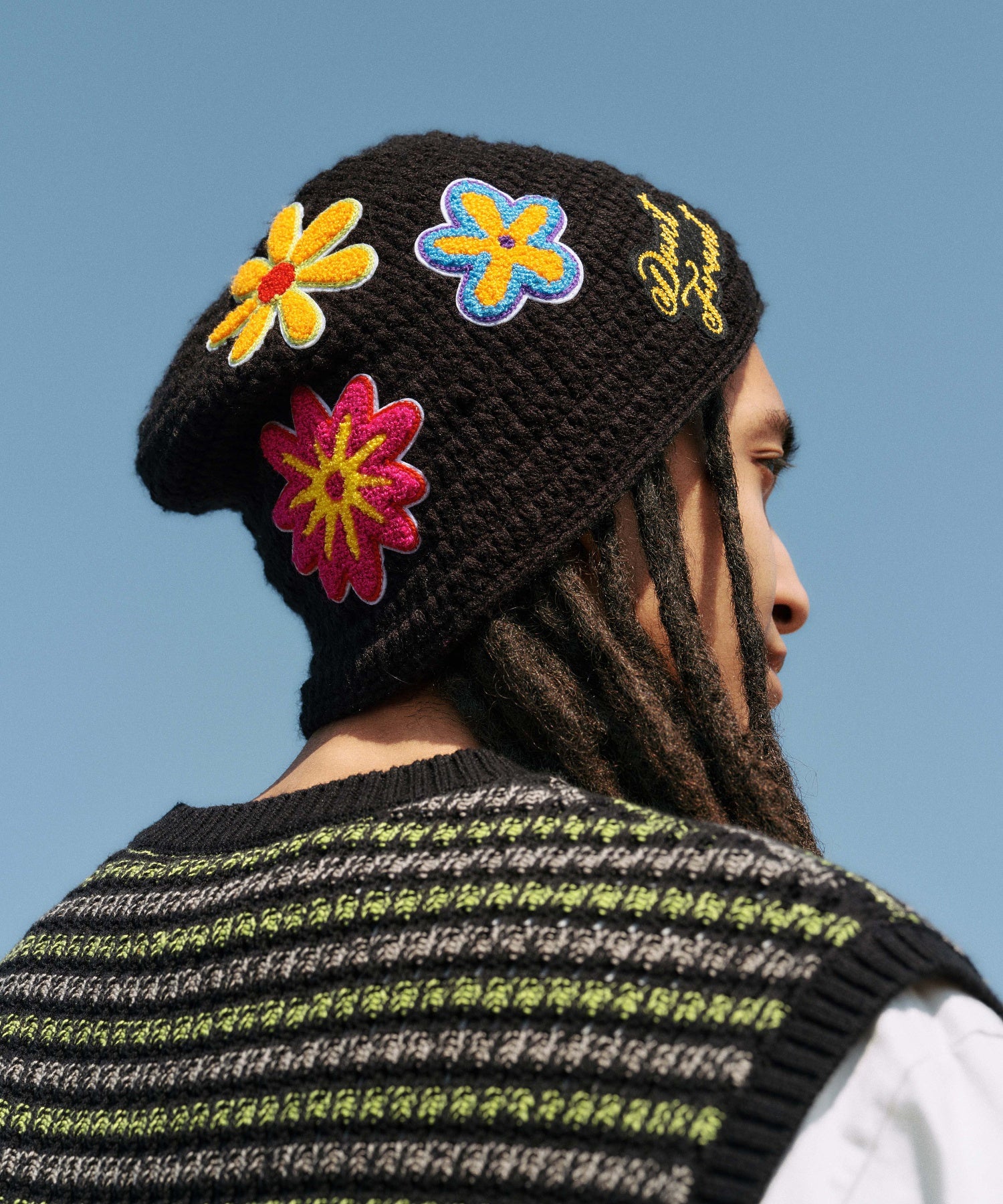 CROCHET FLOWER KNIT HAT