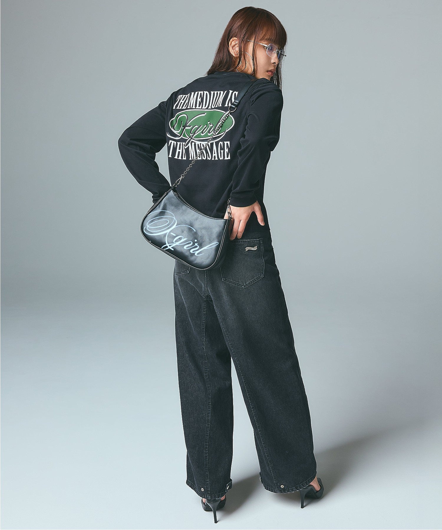 ASYMMETRIC WAIST BARREL LEG DENIM PANTS