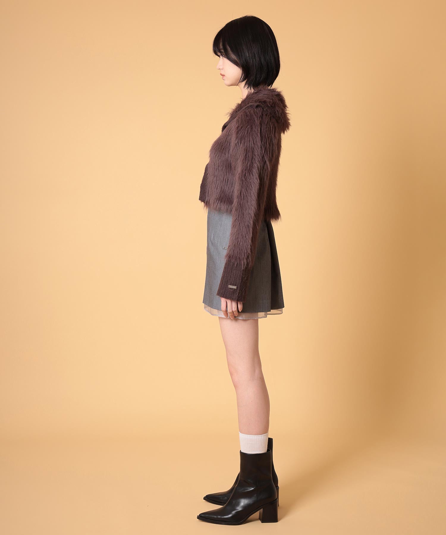 ビッグカラーシャギーニットカーディガン