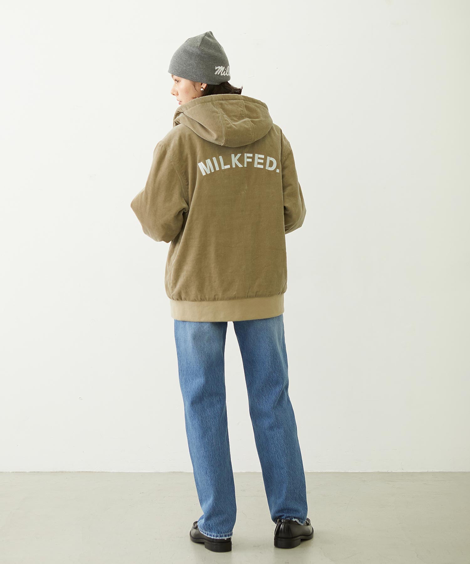 LOGO EMBROIDERED CORDUROY HOODED JACKET