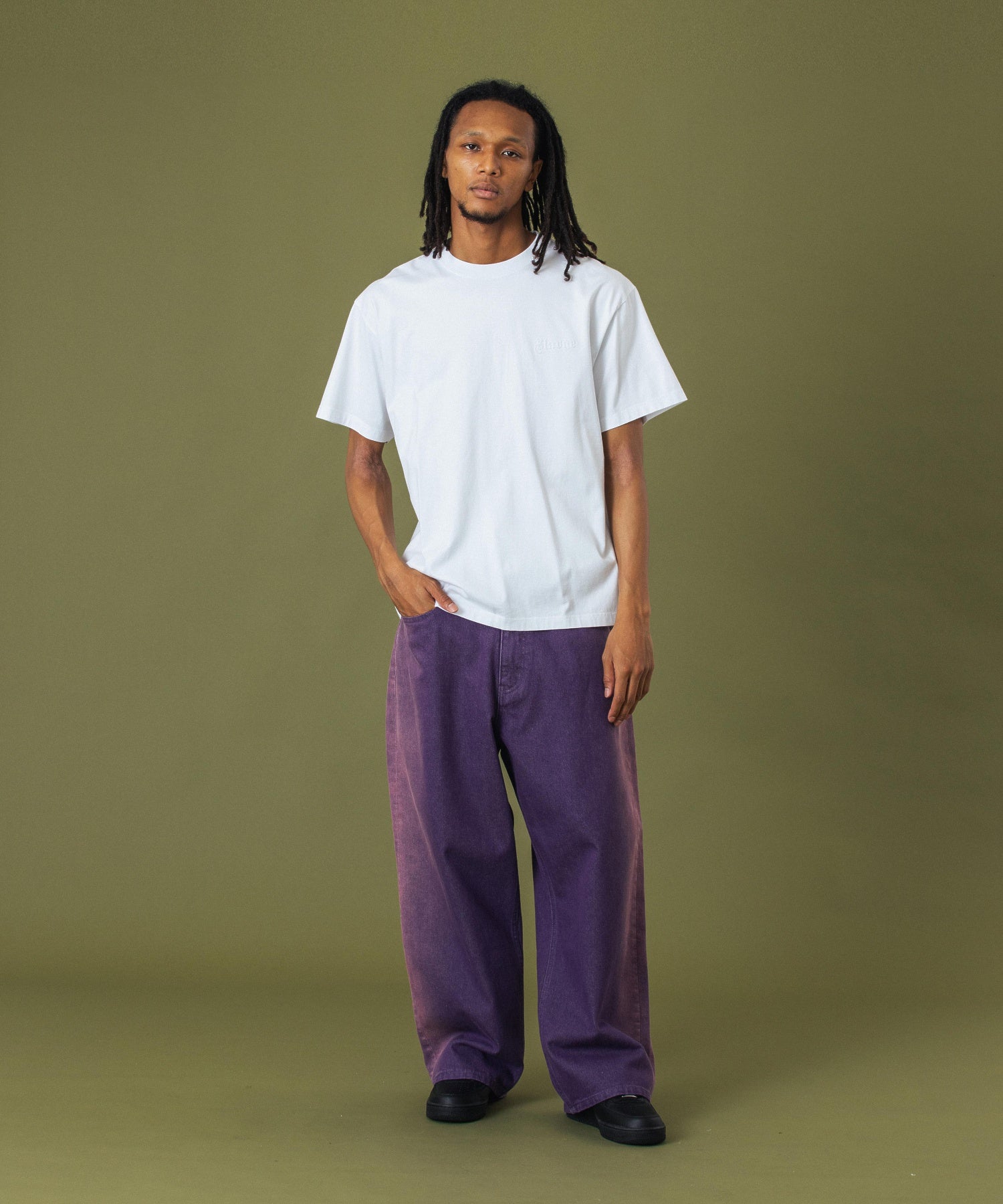 SIDE FADED BAGGY DENIM PANTS