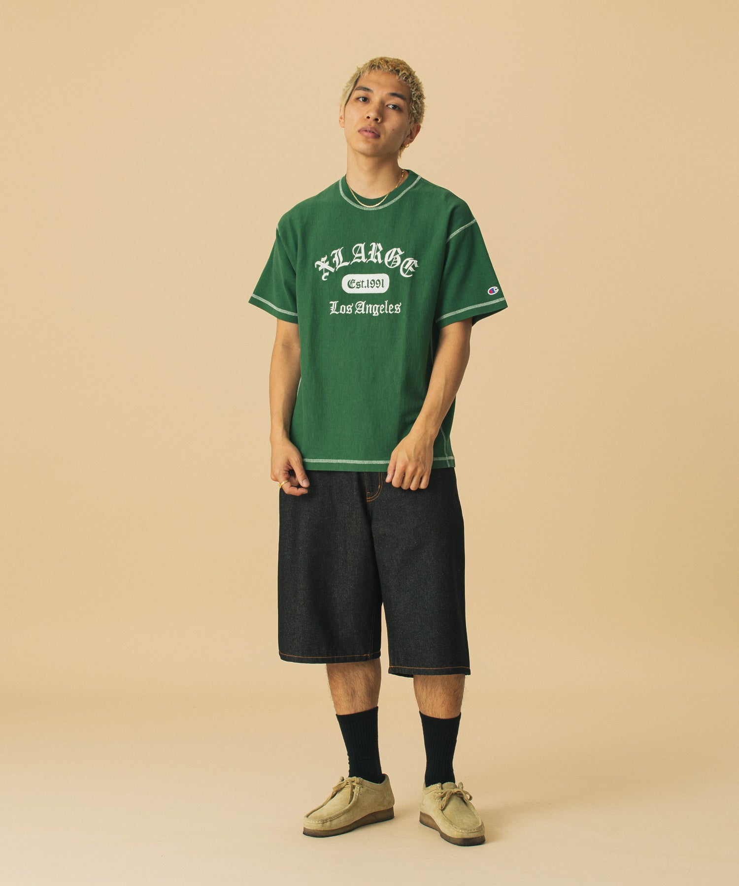 XLARGE×Champion REVERSE WEAVE STICHED S/S TEE