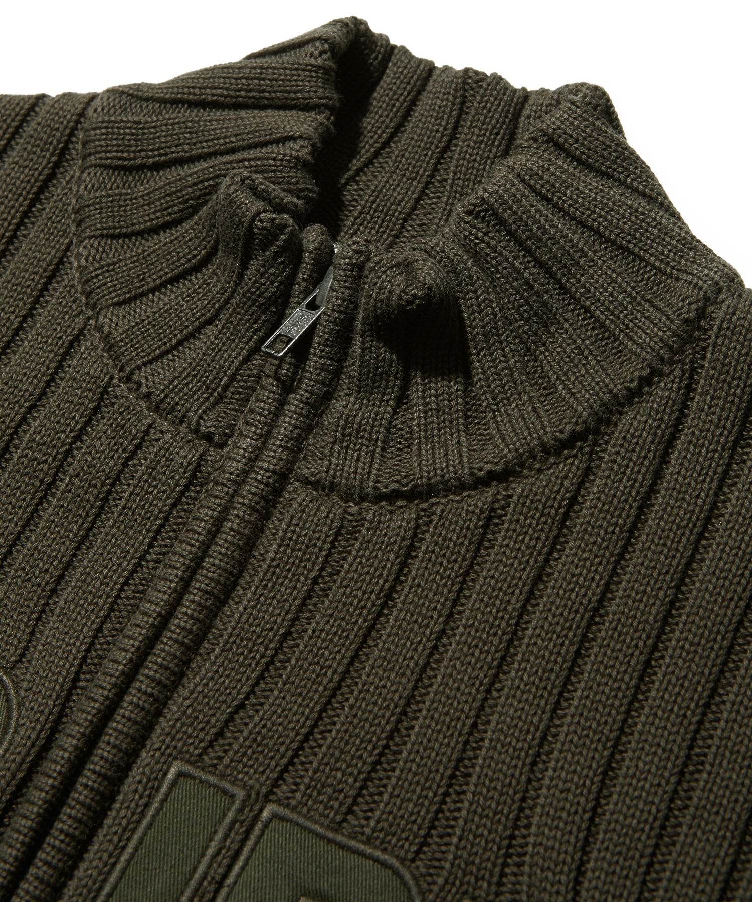 FADED PATCH ZIP UP KNIT TOP
