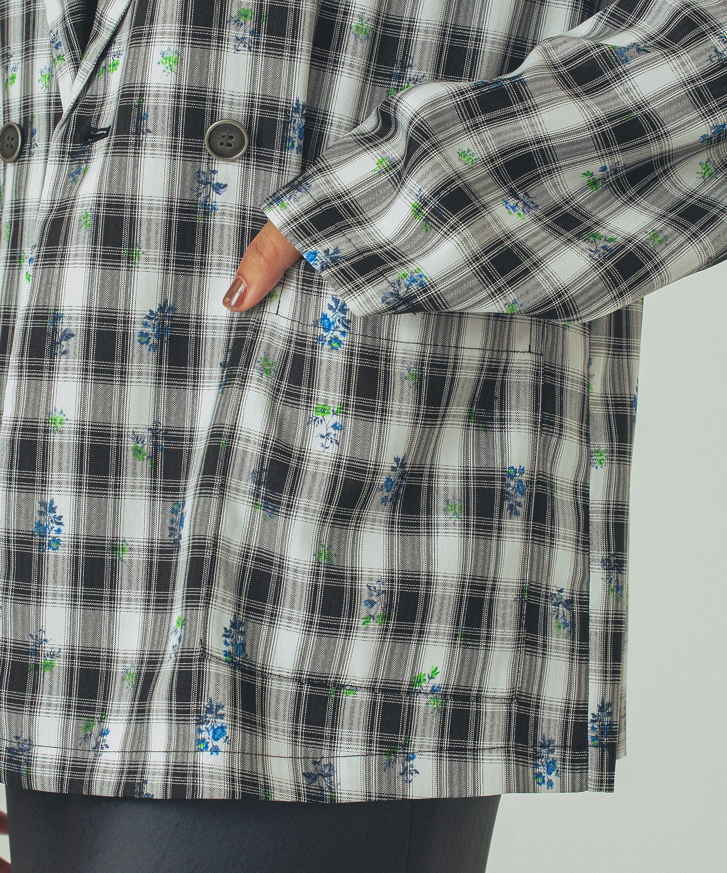 mag.by c/FLOWER PRINT CHECK SHIRT