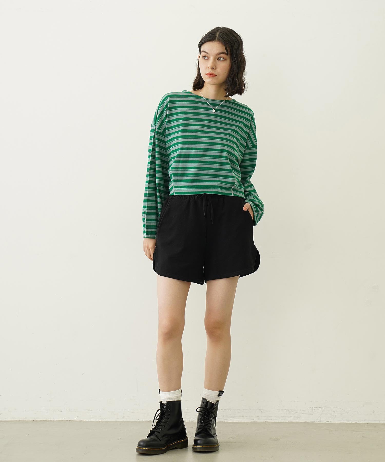 TUCK STRIPE L/S TOP