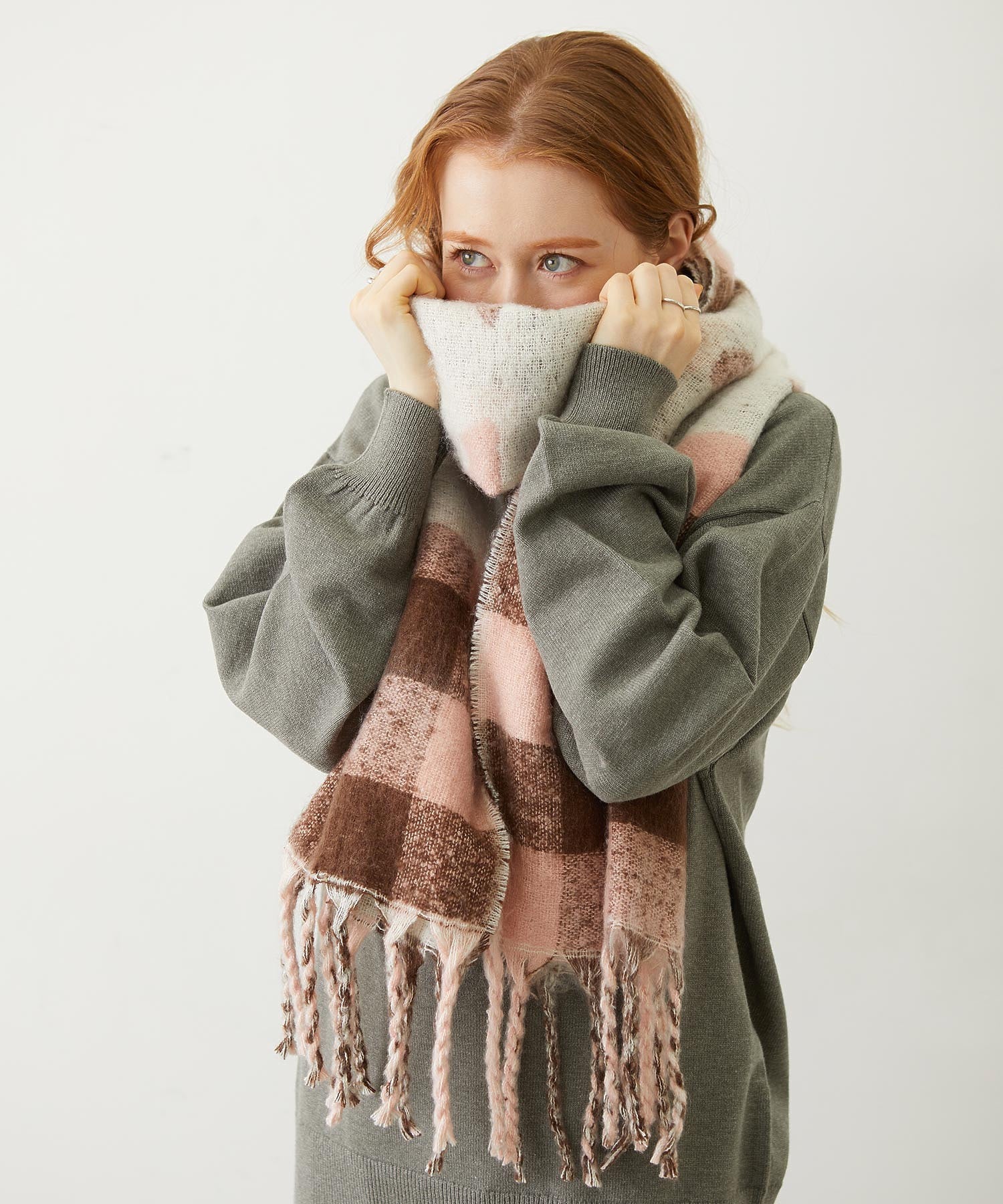 GINGHAM CHECK LOGO STOLE