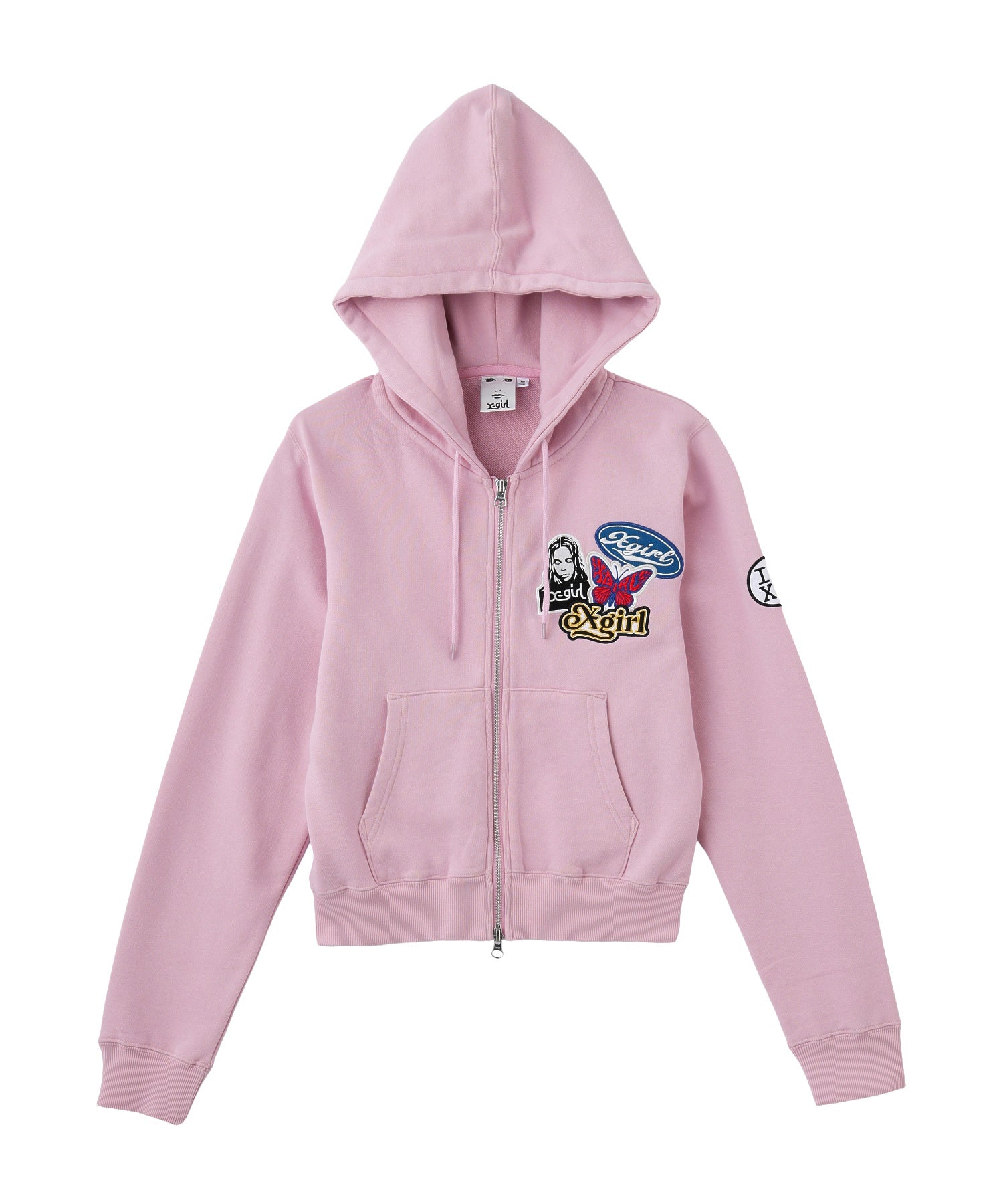X-girl PATCHES COMPACT ZIP UP SWEAT HOODIE