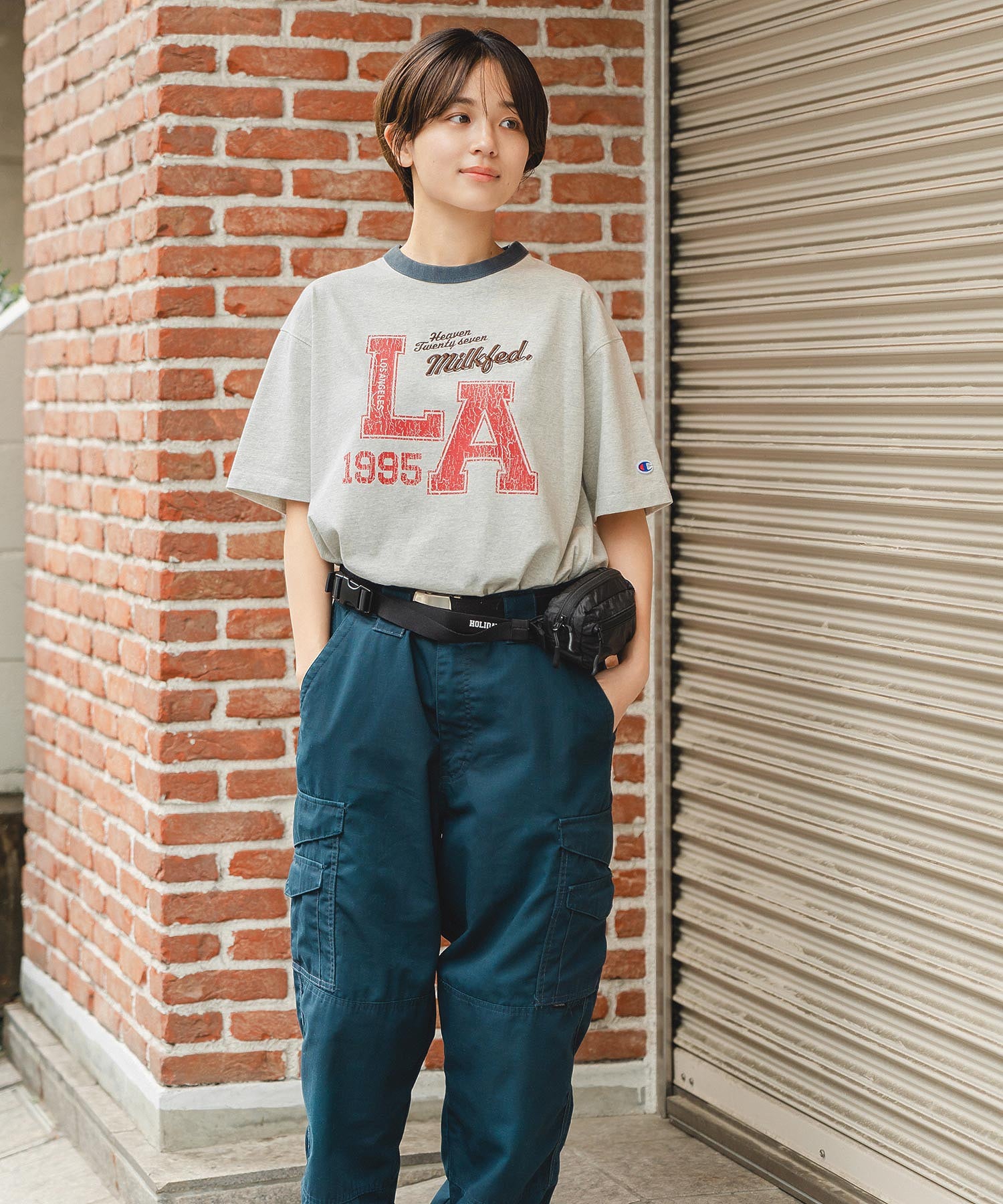 MILKFED.×CHAMPION LA LOGO S/S TEE