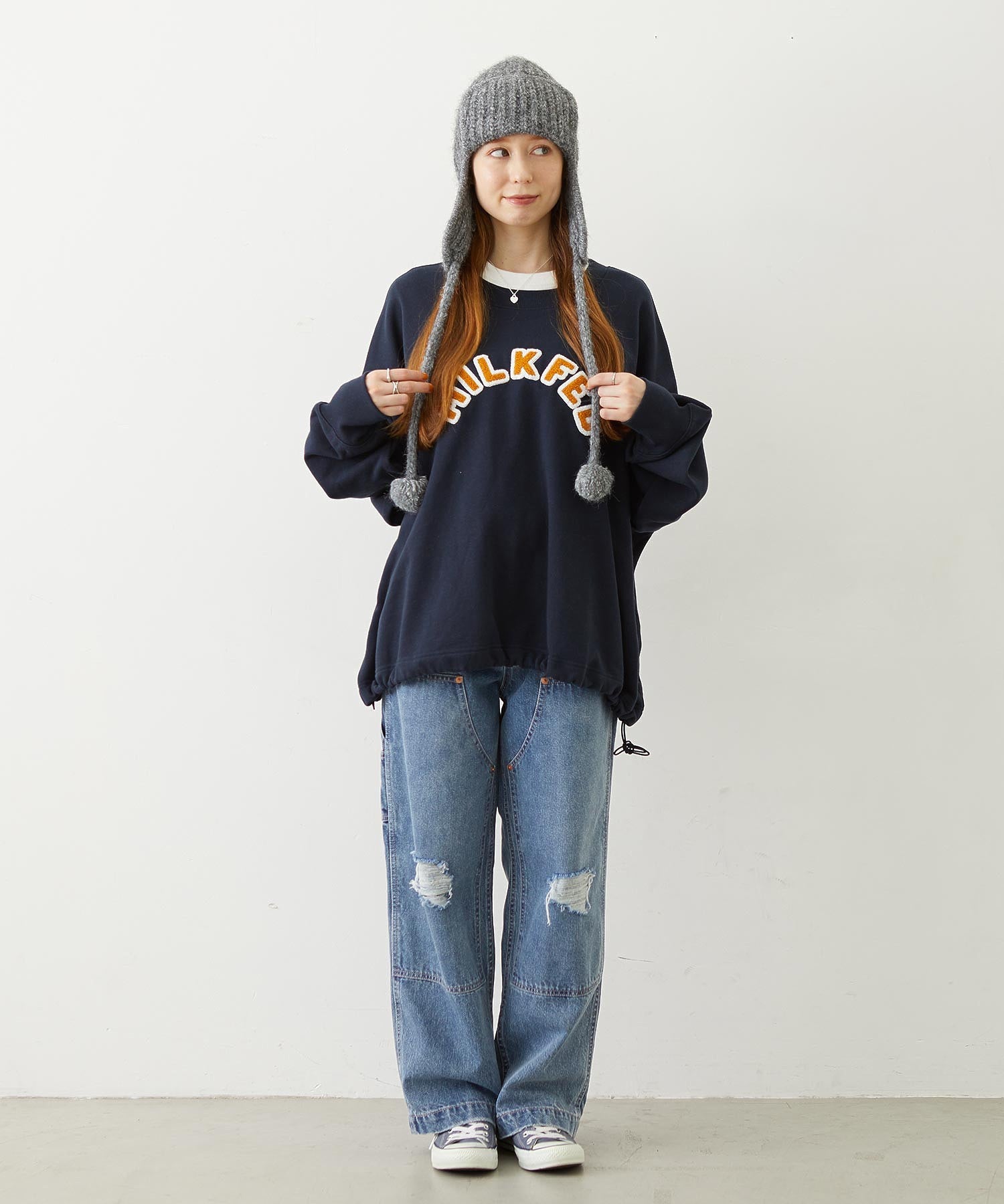 PATCH DRAWSTRING BIG SWEAT TOP