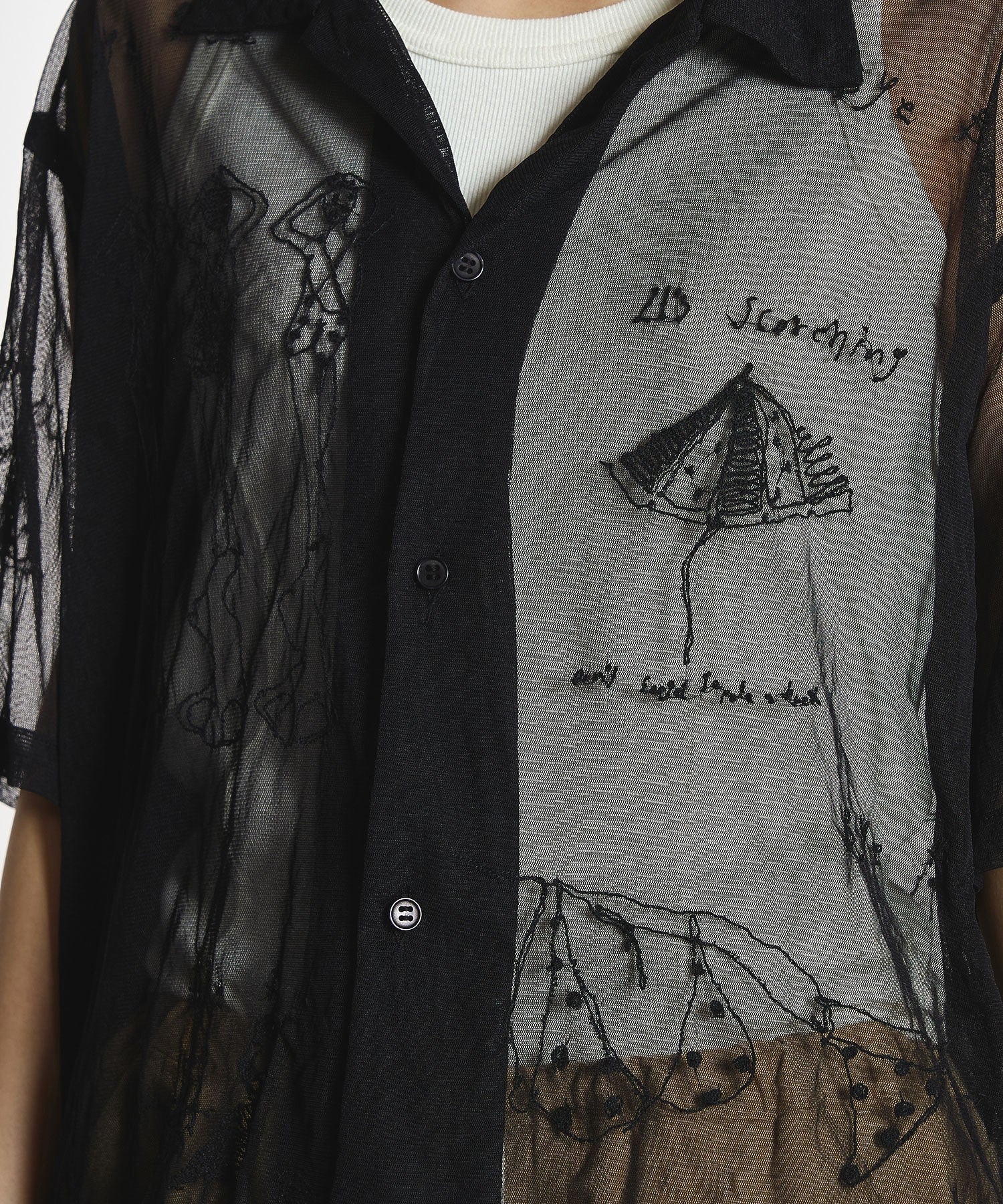 【ROSE BUD別注】INDIA IS BEAUTIFUL/EMBROIDERED SHEER TULLE SHIRT