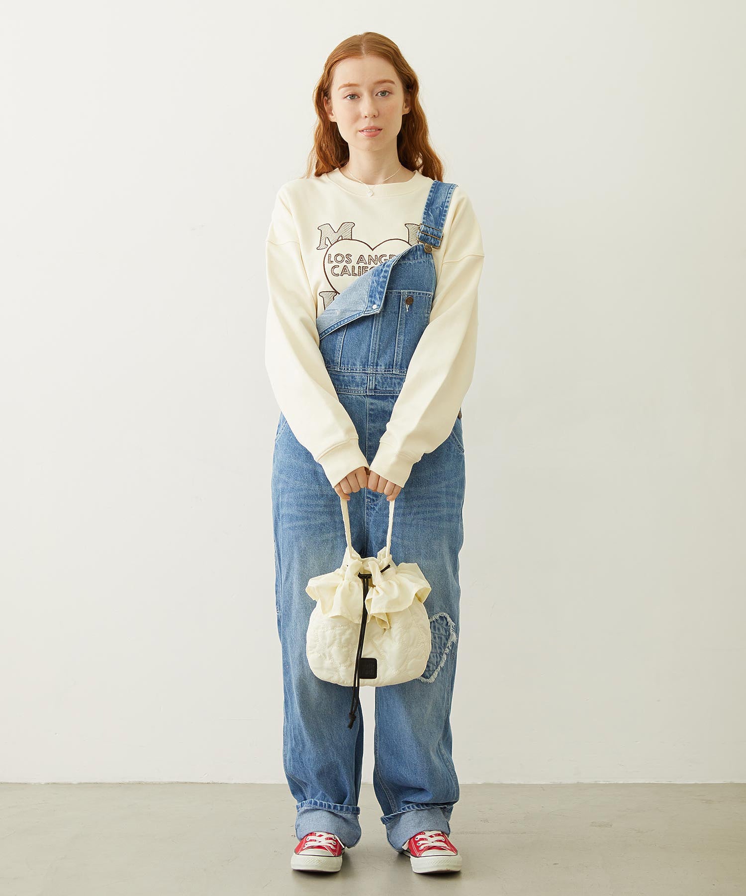 STITCHED HEART LOGO SHORT CREW SWEAT