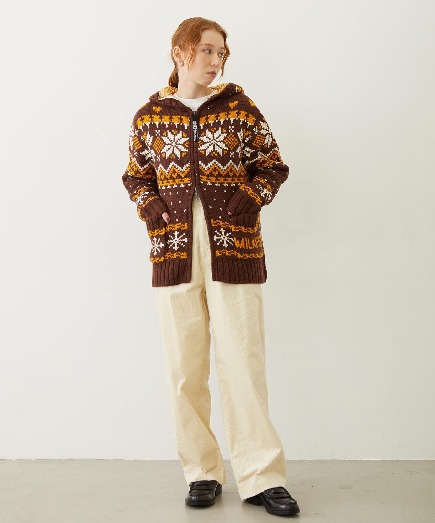 SNOW PATTERN COWICHAN KNIT JACKET