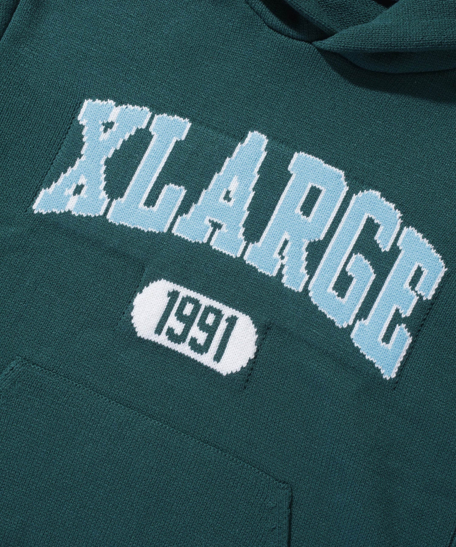 COLLEGE LOGO KNIT PULLOVER HOODIE