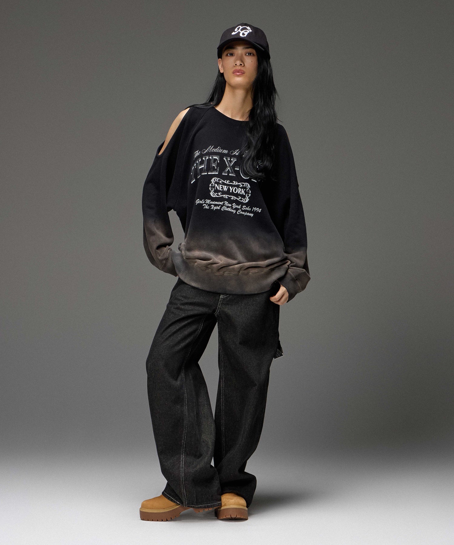 LOOP WITH BUCKLE WIDE LEG DENIM PANTS