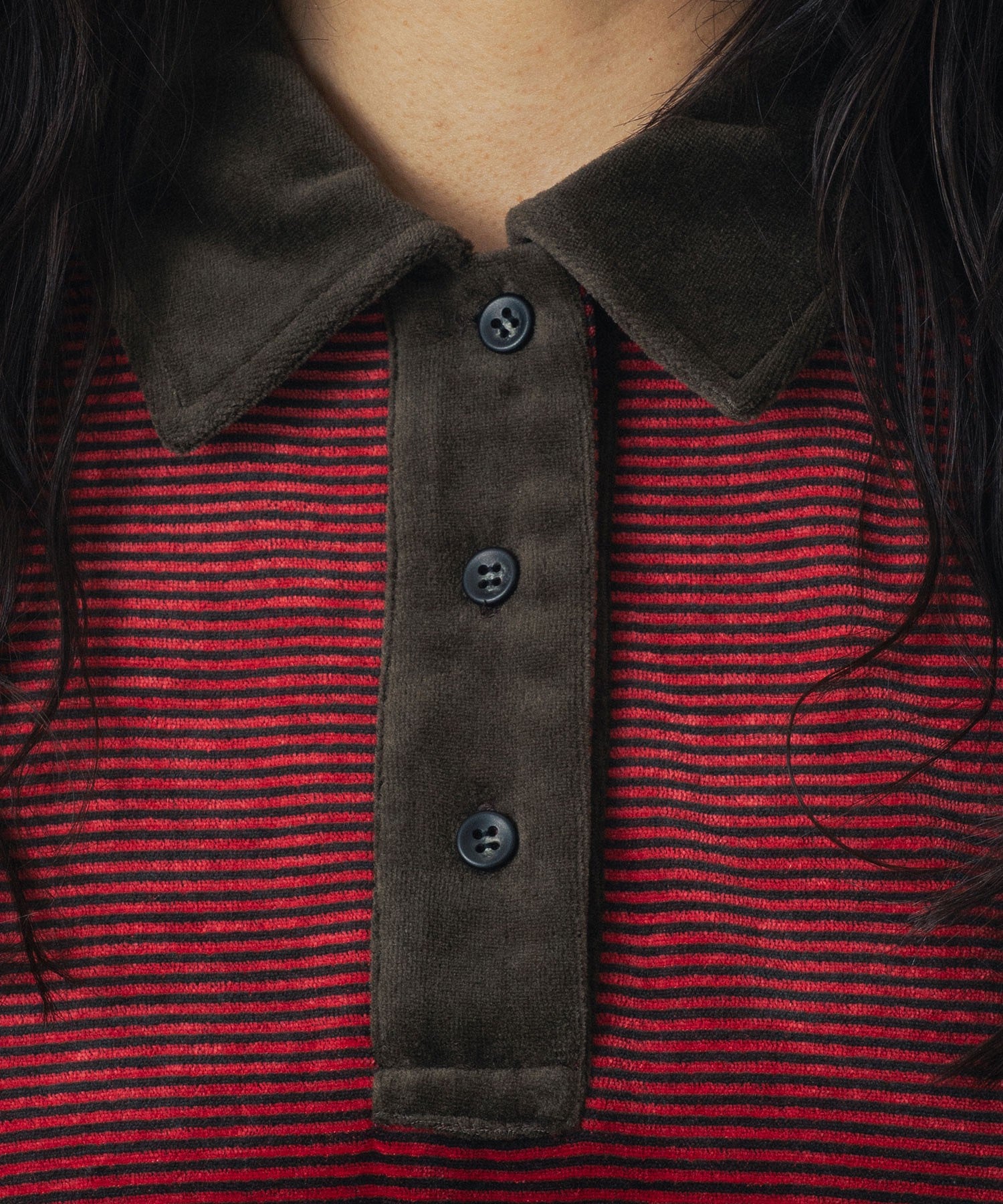 mici/POLO COLLAR STRIPE TOP