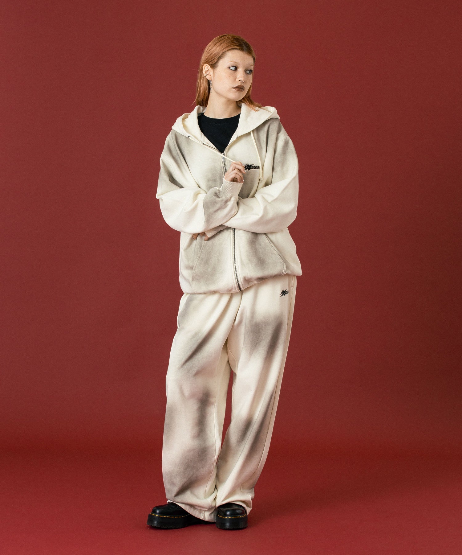 SPRAY DYED ZIP UP HOODED SWEATSHIRT