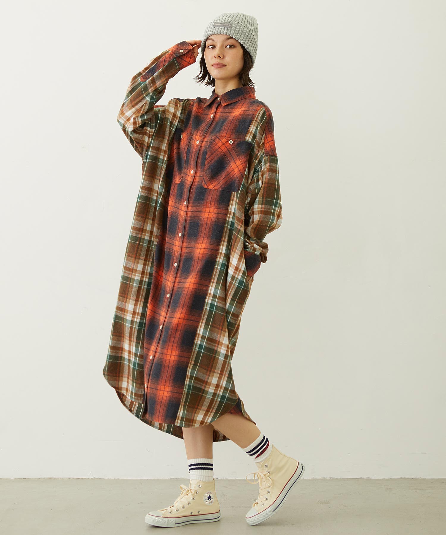WASHED PANEL SHIRT DRESS