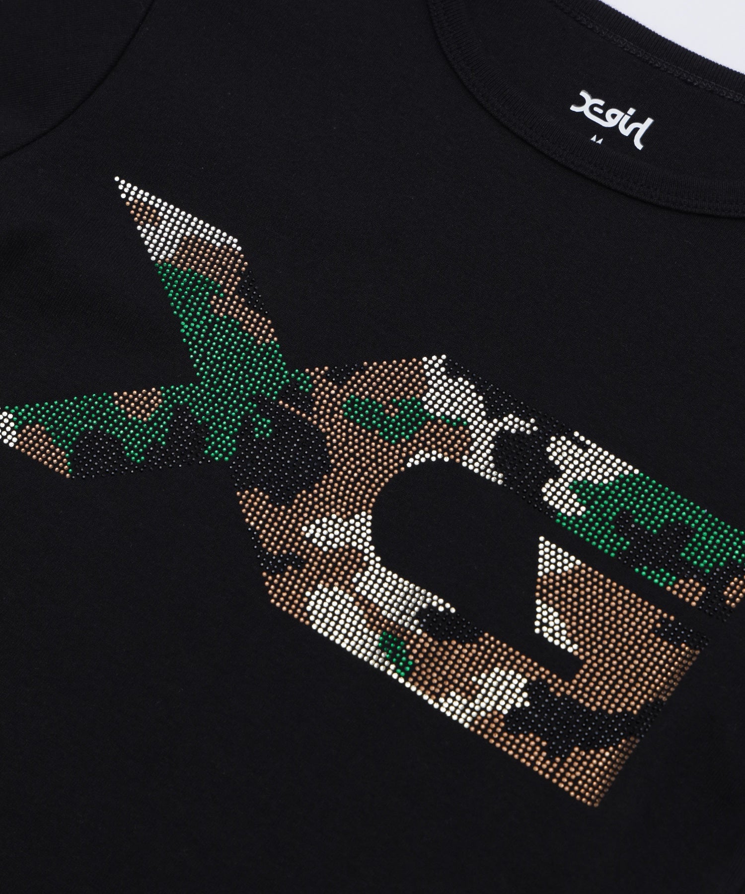 RHINESTONE CAMO LOGO L/S COMPACT TOP