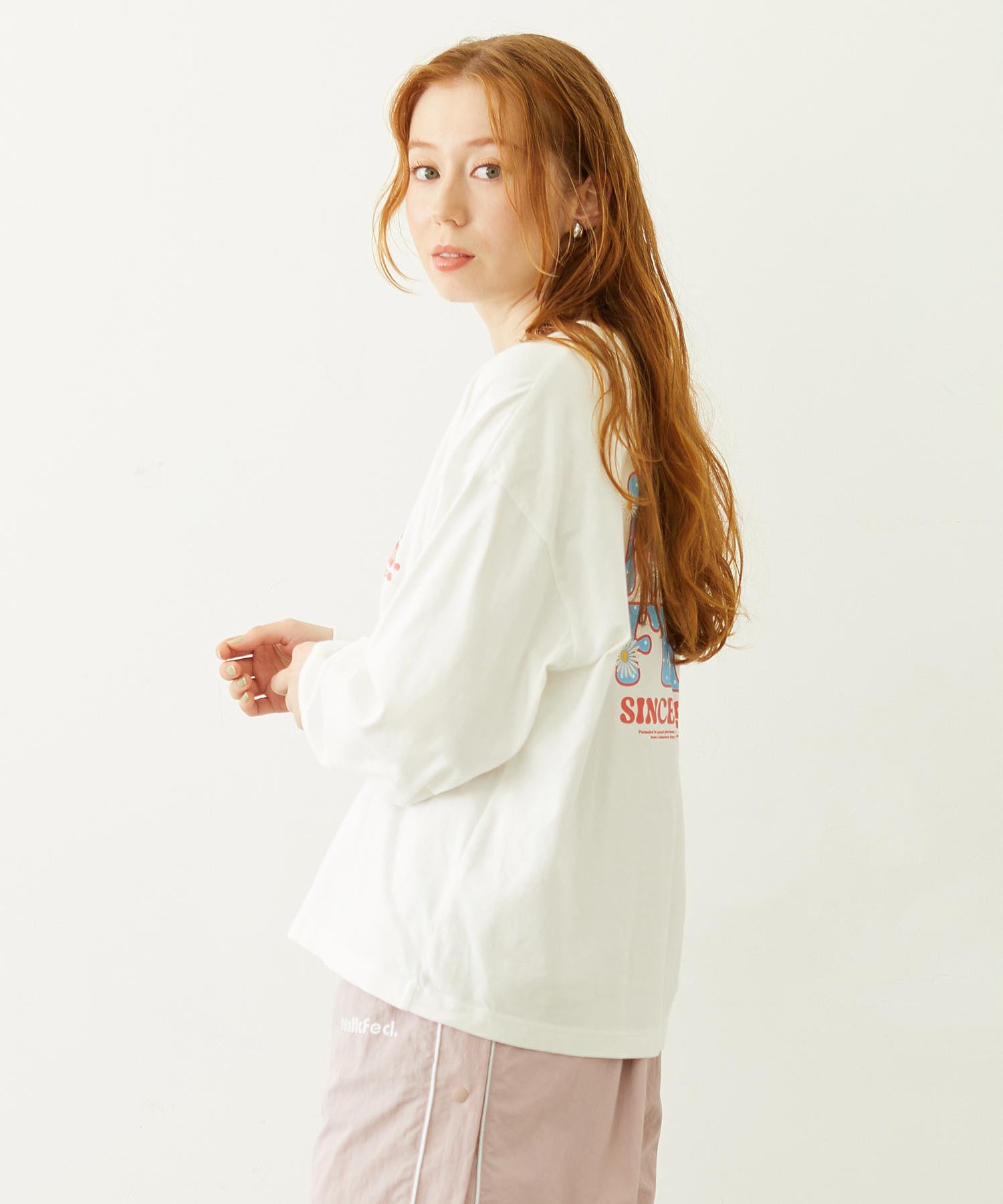 FLOWER DOT PATTERN LOGO WIDE L/S TEE