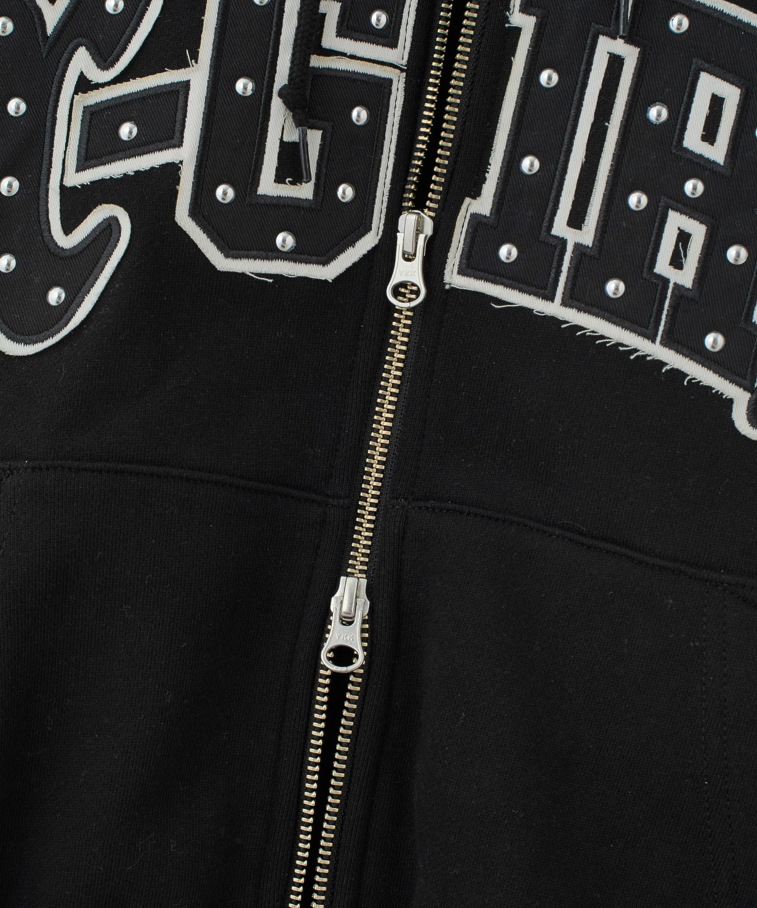 STUDDED LOGO ZIP UP SWEAT HOODIE